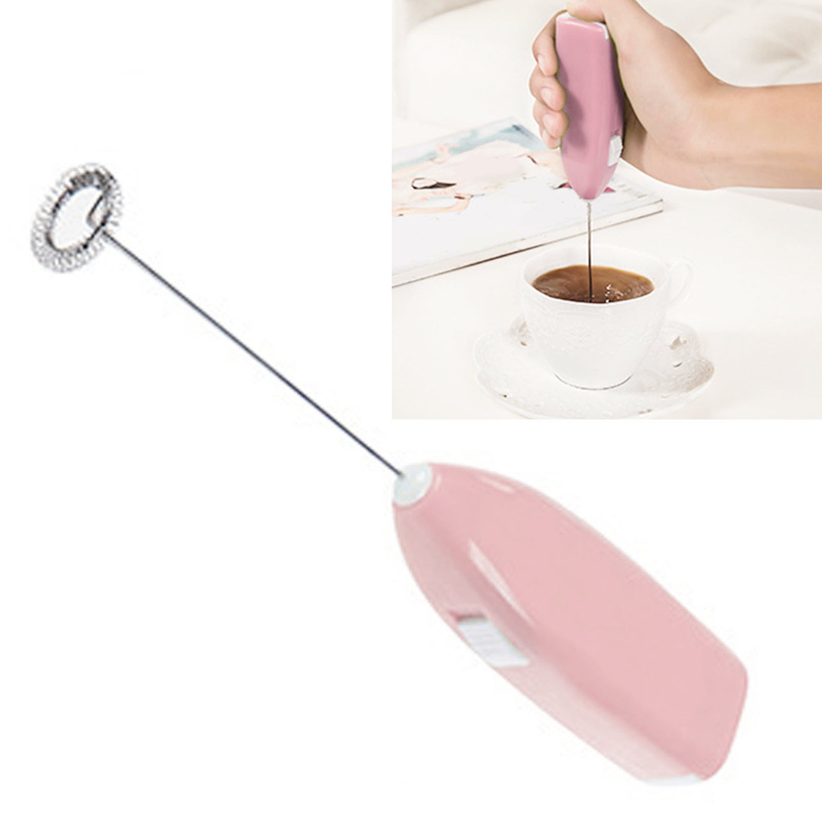 Tragbarer Elektrischer Küchen-eierquirl, Mini-eierquirl Aus Edelstahl, Für Kaffee, Milchtee, Rosa