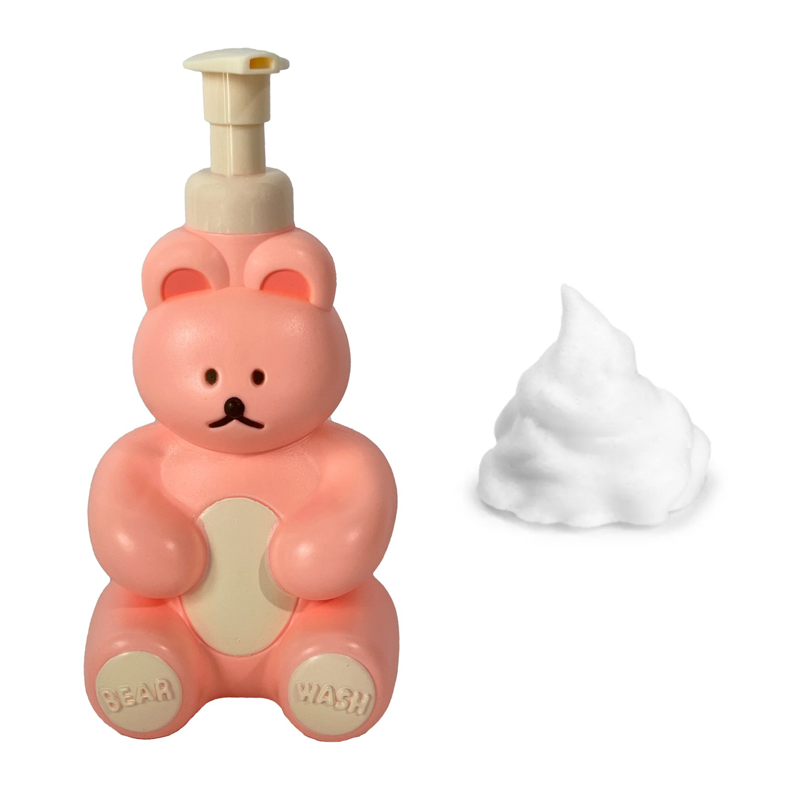 Hübsche Schaumflasche In Form Eines Rosa Bären Im Koreanischen Design, Für Gesichtsreiniger, Duschgel Und Handseife.