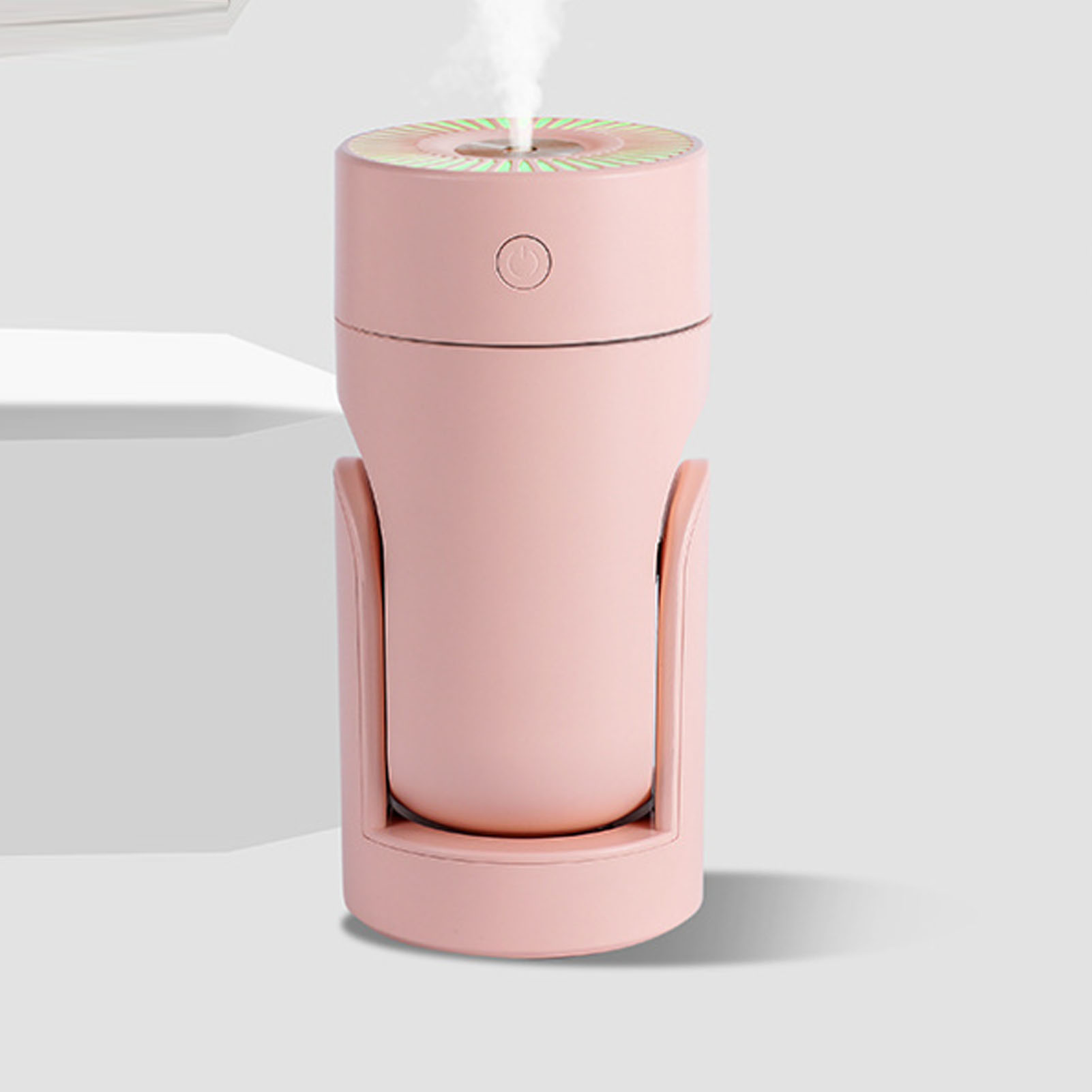 Neuer Oszillierender Luftbefeuchter, Geräuschloser Tischluftdiffusor, Ultraschall-mini-luftbefeuchter Fürs Auto Mit Sieben Farben, Rosa