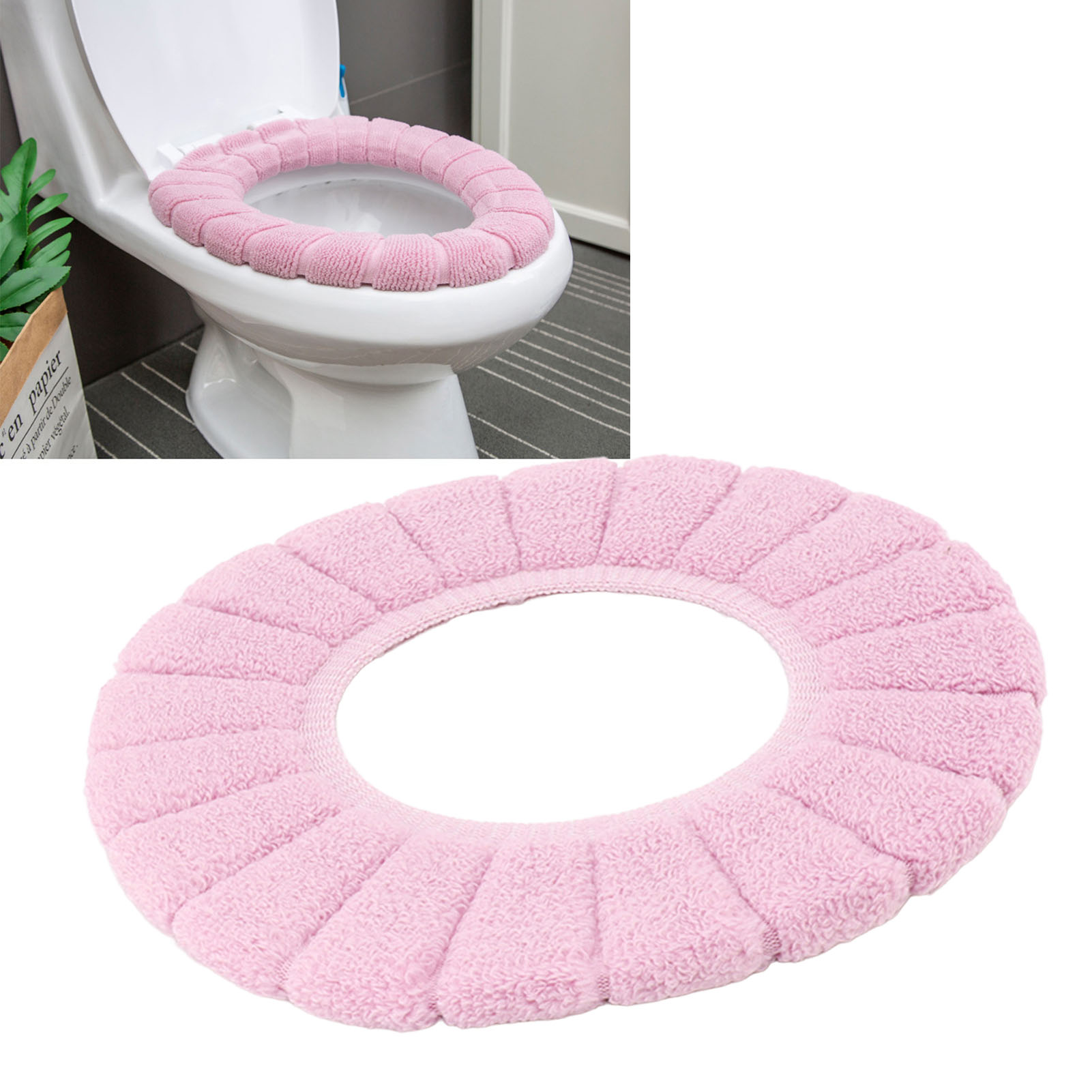 Toilettensitzbezug, Warmes Und Waschbares Toilettensitzkissen, Rosa.
