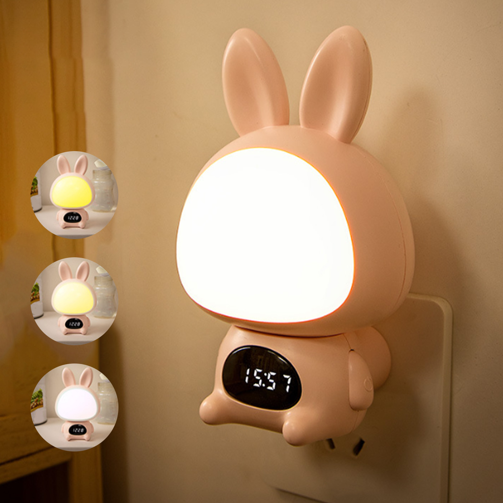 Baby-nachtlicht, Wiederaufladbar/netzbetrieben, Fernbedienung Mit Zwei Funktionen, Speziell Für Neugeborene Entwickelt, Augenschonende Nachttischlampe, Rosa Hase – Verbesserte Version
