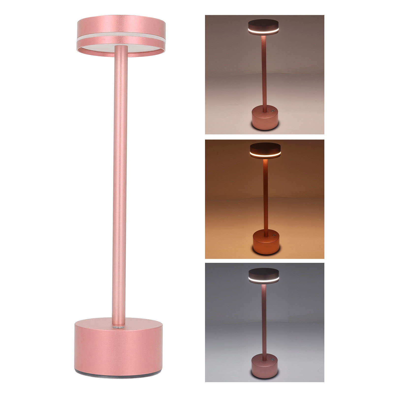 Wiederaufladbare, Kabellose Led-schreibtischlampe Mit Touch-steuerung Und Drei Farbtemperaturen. Ideal Für Wohnzimmer, Büro, Schlafzimmer, Studentenwohnheim, Esszimmer Und Camping. Roségoldene Ausführ