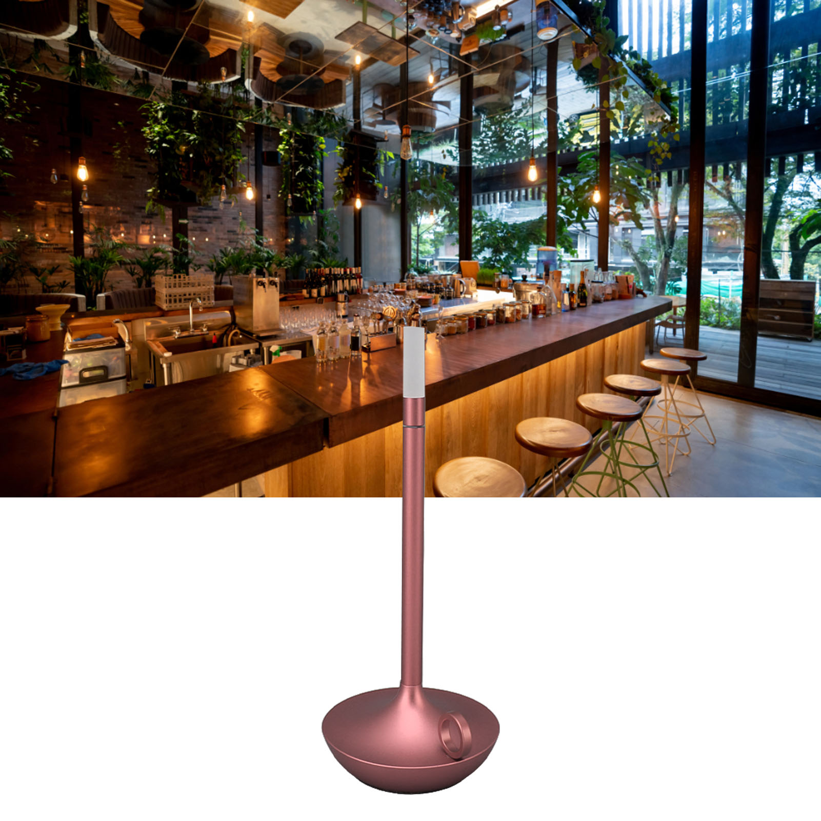 Kabellose, Wiederaufladbare Led-schreibtischlampe, 3 Einstellbare Helligkeitsstufen, Schreibtischlampe Im Kerzenstil, Esstischlampe, Stimmungslichtlampe, Usb-c Led-nachttischlampe, Roségold.