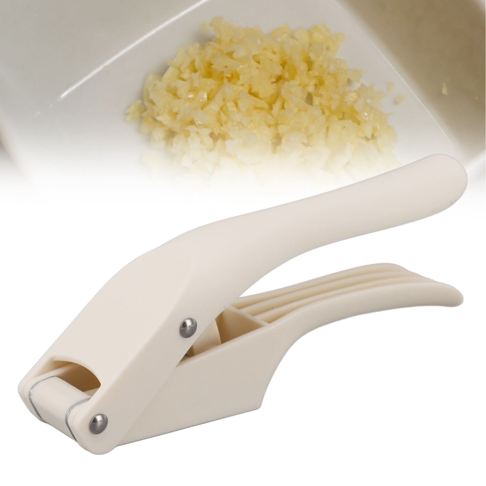 Knoblauchpresse Und -schneider Aus Pp-kunststoff, 2-in-1 Knoblauchpresse Und -schneider Für Den Hausgebrauch, Multifunktionales Küchengerät, Weiß.