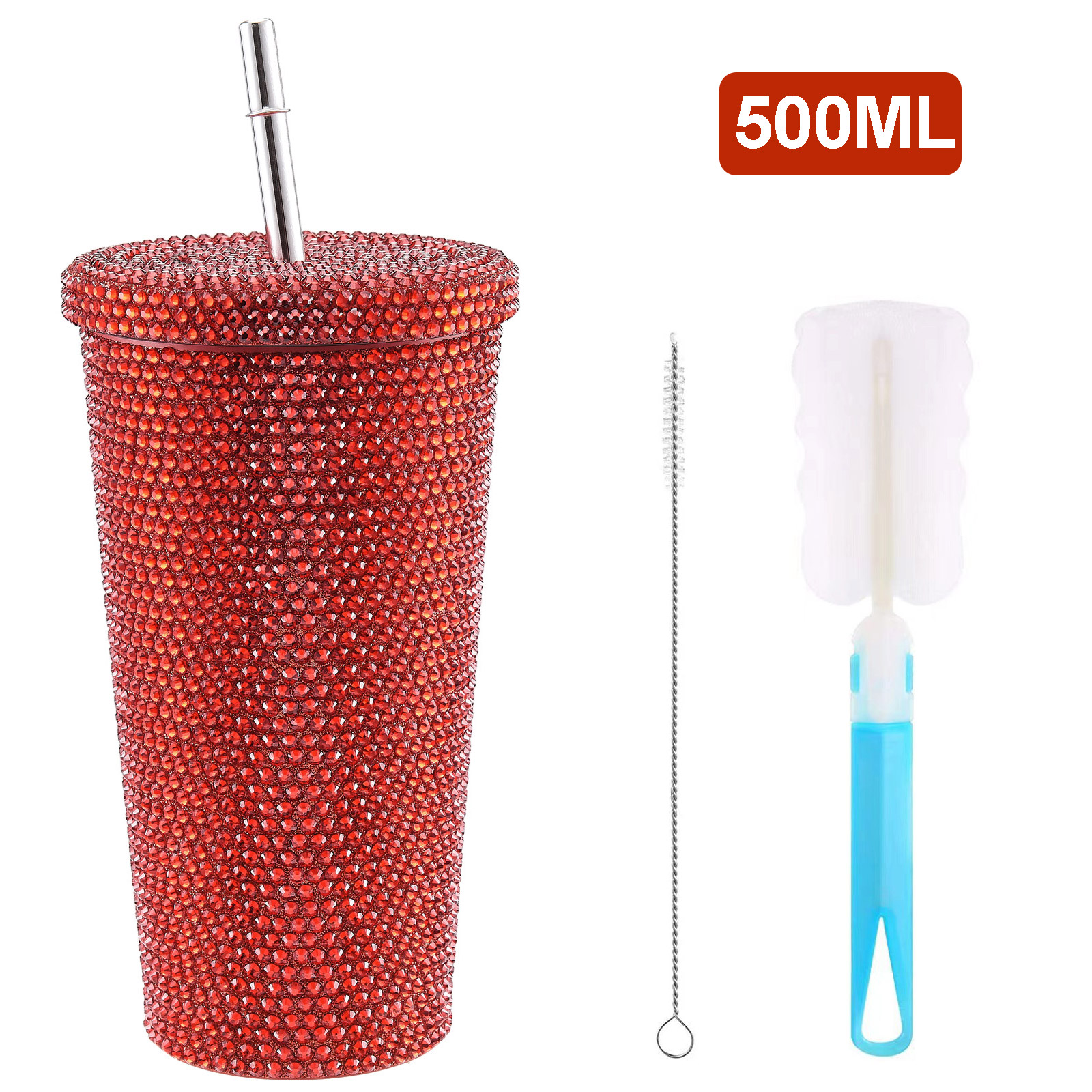 Ein Großer, Roter Thermosbecher, Besetzt Mit Diamanten, Getragen Von Einer Internetberühmtheit