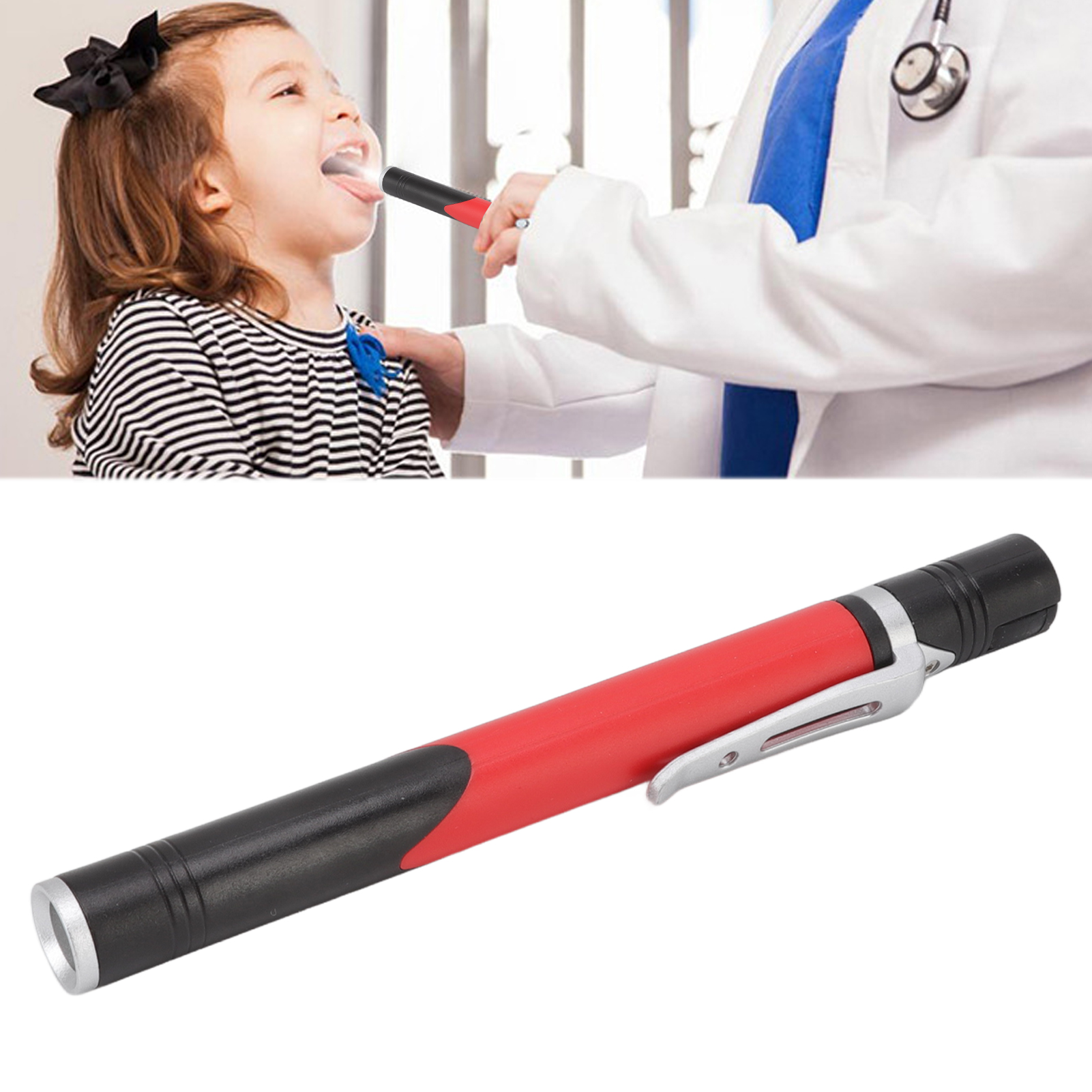 Mini-clip-on-taschenlampe Mit Drei Lichtquellen, Usb-aufladbar, Rot
