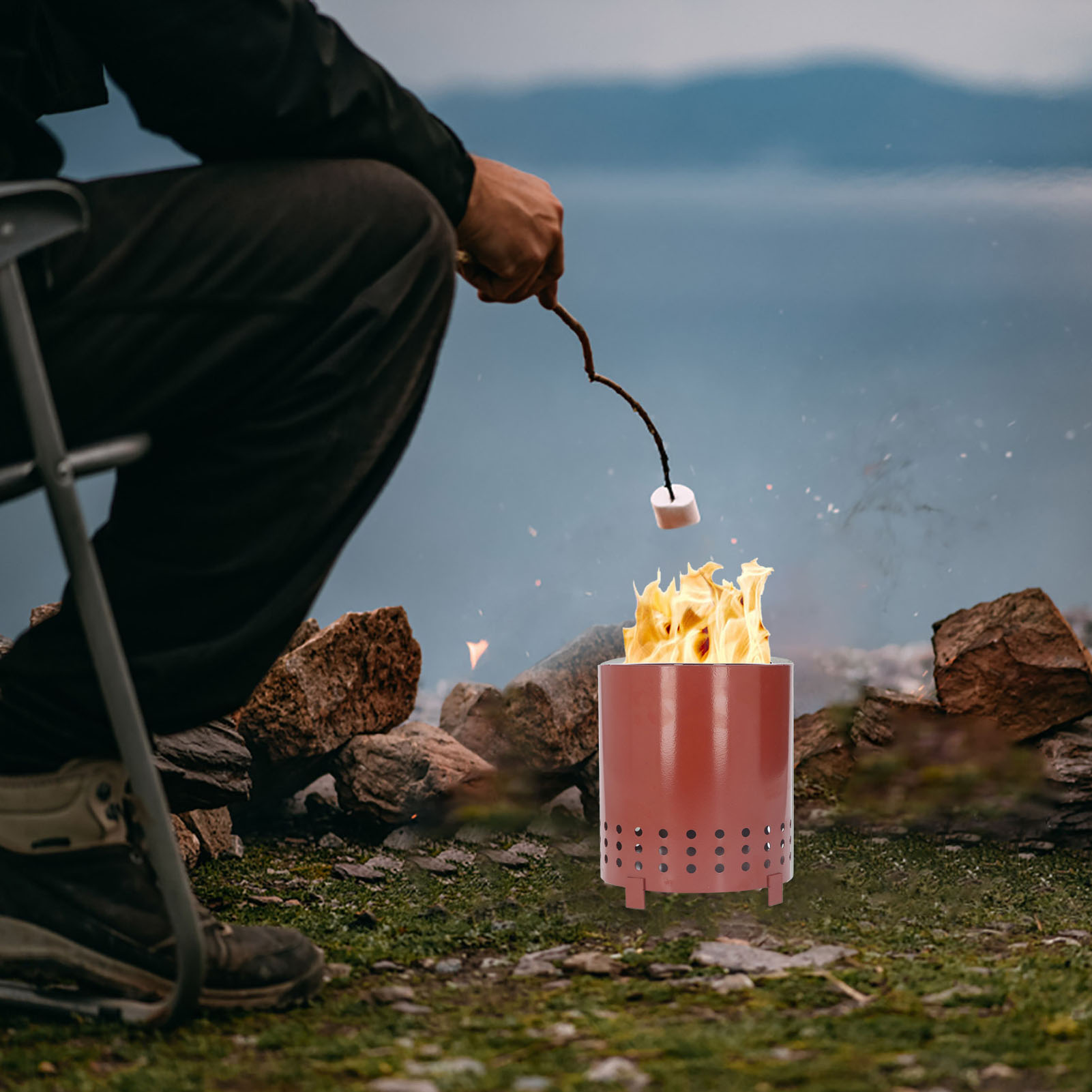 Handwärmer Aus Eisen, Tragbarer Metallkamin Für Zuhause Und Camping, Kupferrot
