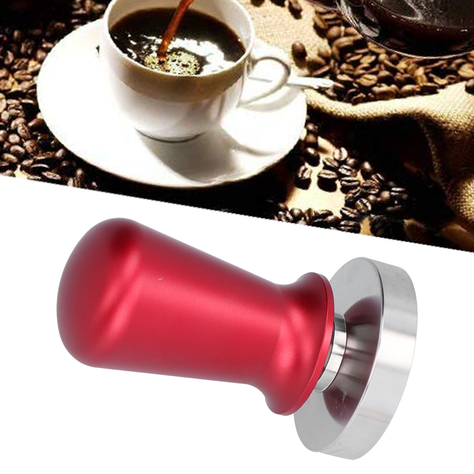 Elastischer Kaffeetamper Ø 58 Mm Für Espressomaschinen, Tamperhammer Aus Edelstahl, Rot