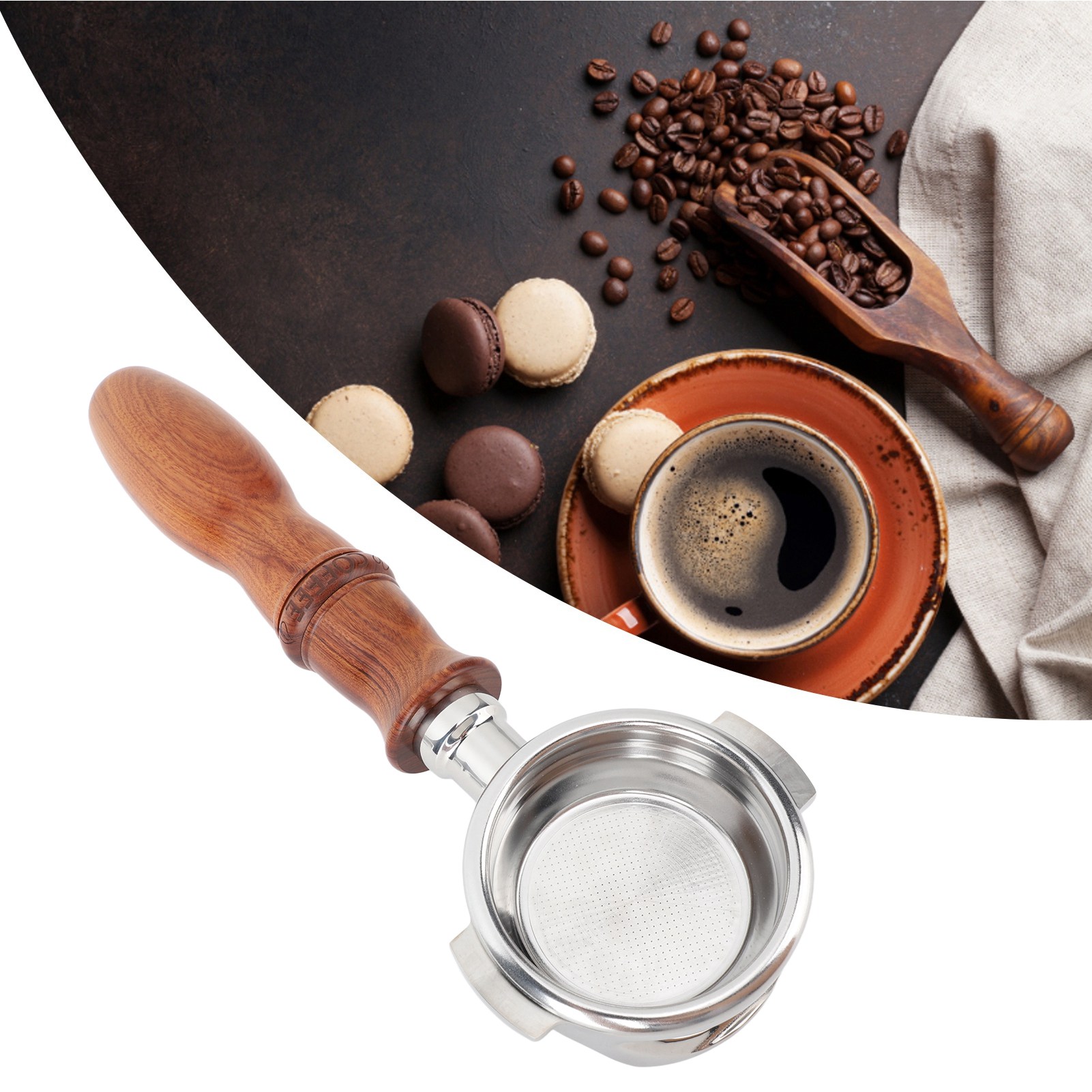 Passend Für Den Expobar E61 Hohlen, Bodenlosen Edelstahl-kaffeemaschinengriff, Kaffeemaschinenzubehör Aus Massivholz, 58-mm-glücksrad, Rotes Sandelholz 2