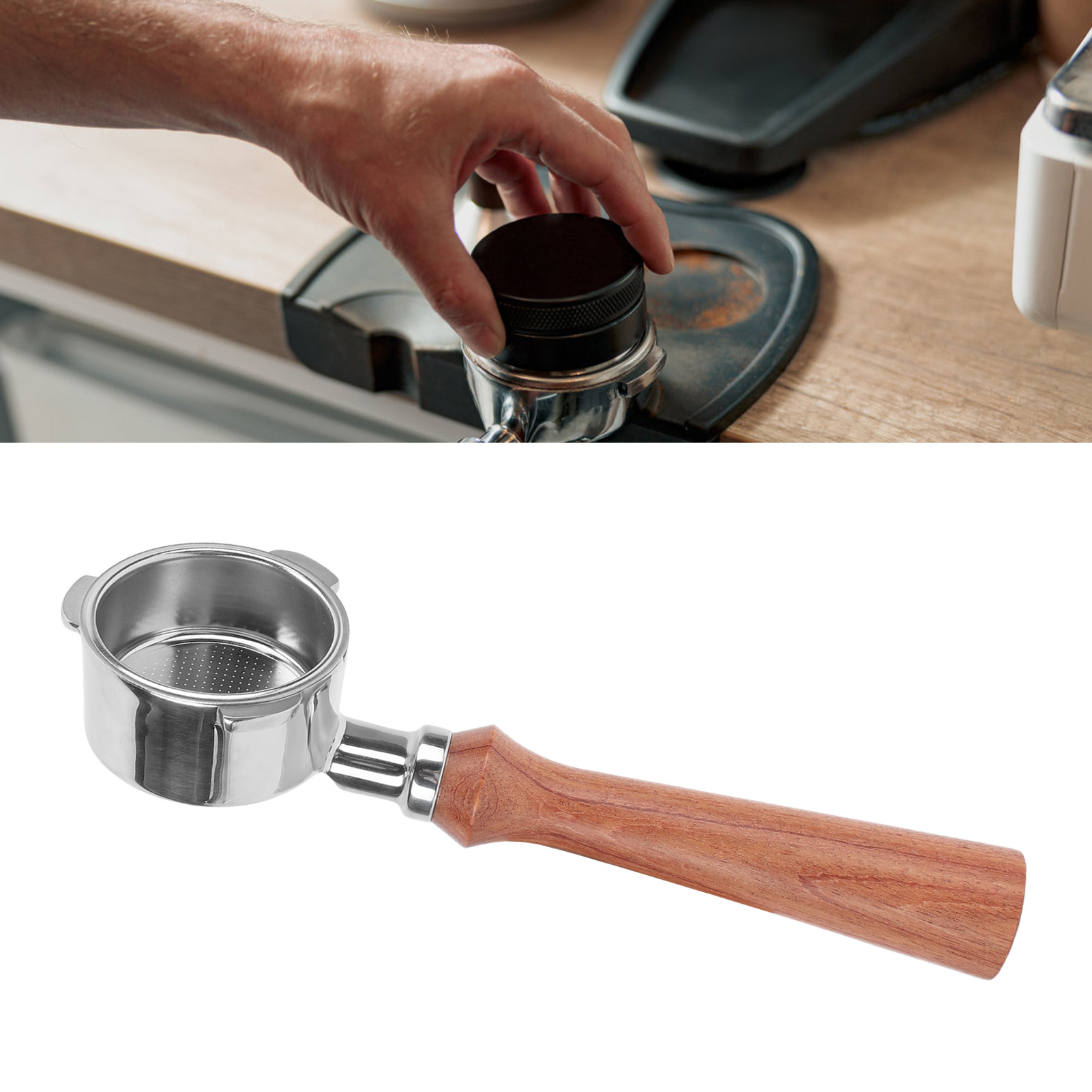 51 Mm Langer, Dreiohriger Edelstahlgriff Ohne Boden, Kompatibel Mit Donlim/petrus/little Bear/netease Yanxuan Kaffeemaschinen, Modell F, Aus Brasilianischem Rosenholz.