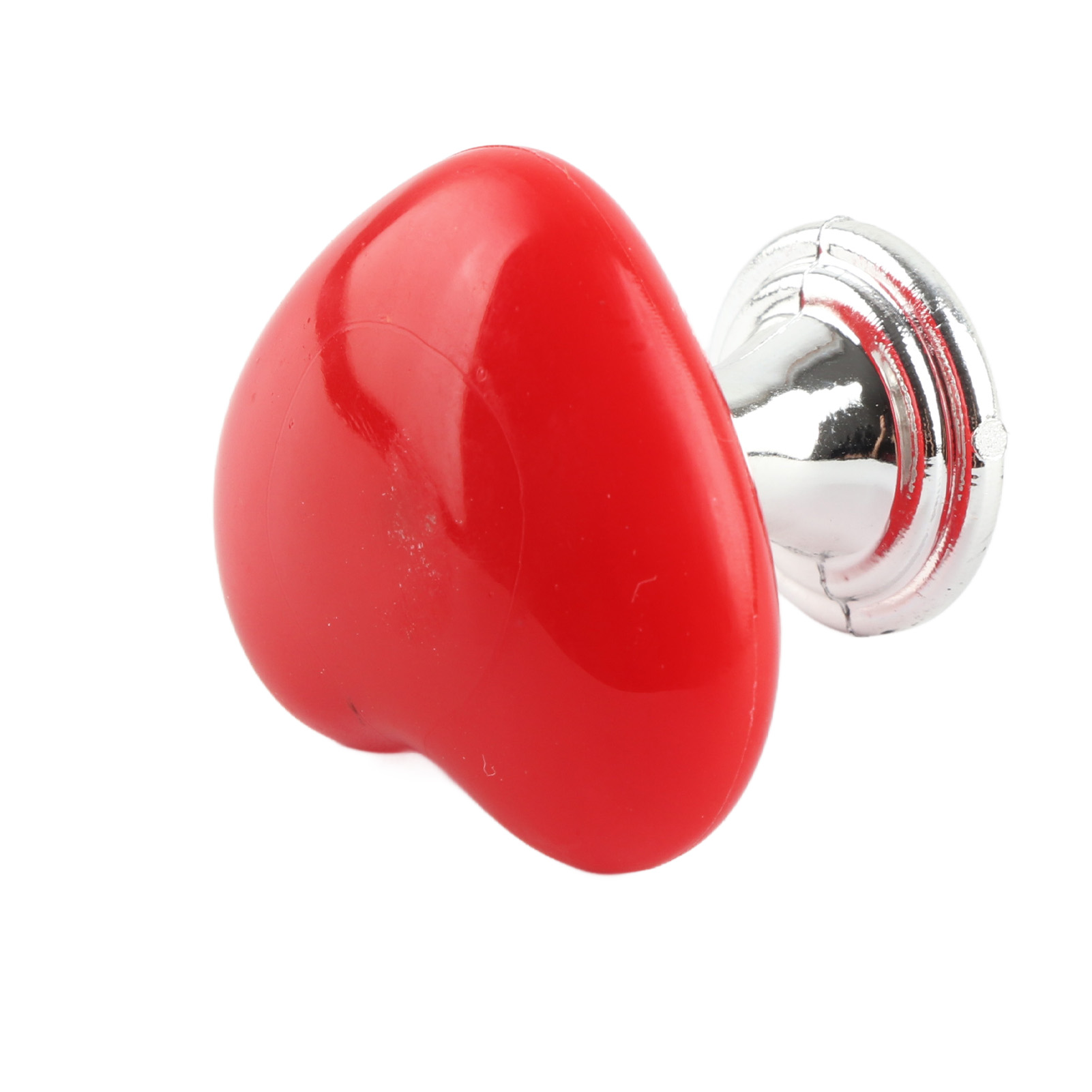 Herzförmiger Toiletten-druckknopf, Schlichter Möbelgriff, Massiver Herzförmiger Knauf, Rot Verchromt.