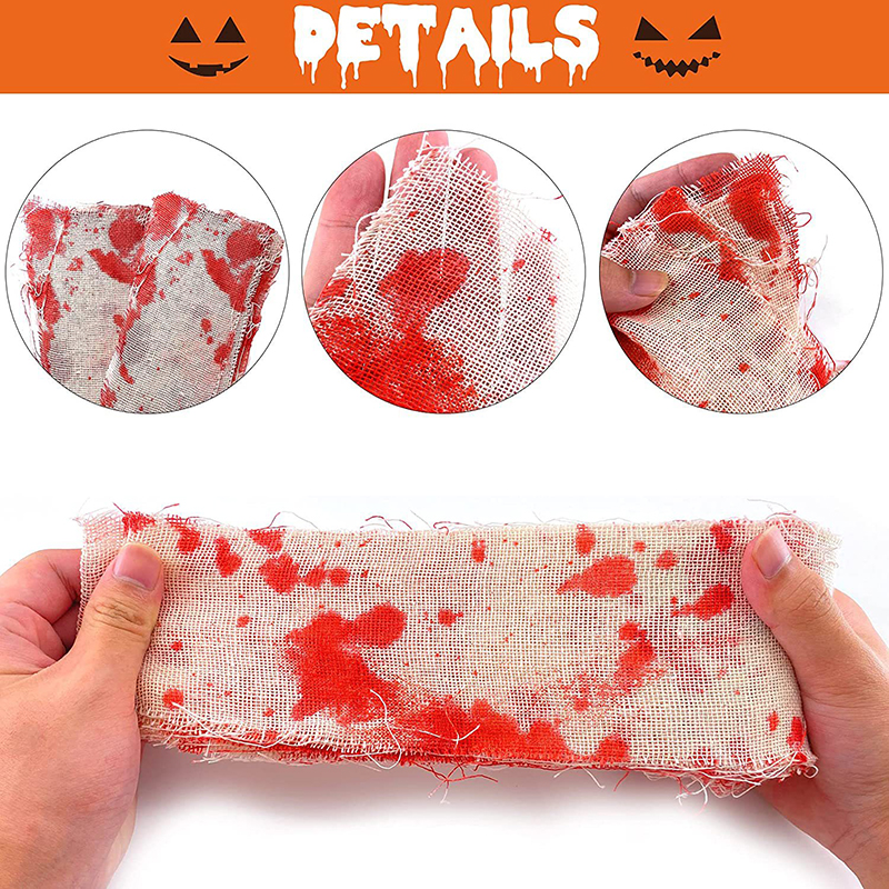 Blutbefleckte Stoffstreifen Für Halloween, Isolierband, Gaze, Warnband, Absperrband, Dekorationszubehör, 8 Cm X 10 M