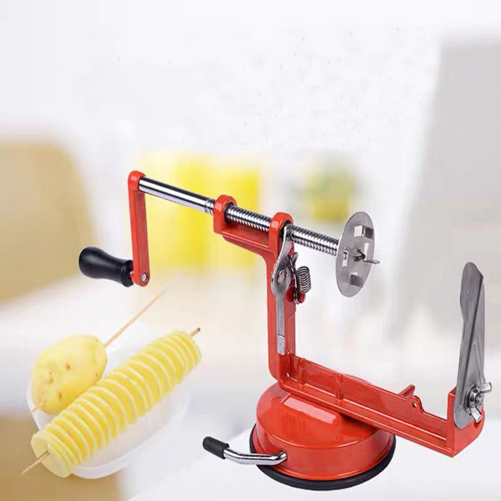 Manuelle Kartoffelchipsmaschine Für Den Hausgebrauch, Kartoffelschneider Mit Handkurbel Aus Edelstahl, Kartoffelchipsmaschine Mit Zyklontechnologie, Multifunktionale Rotierende Kartoffelchipsmaschine