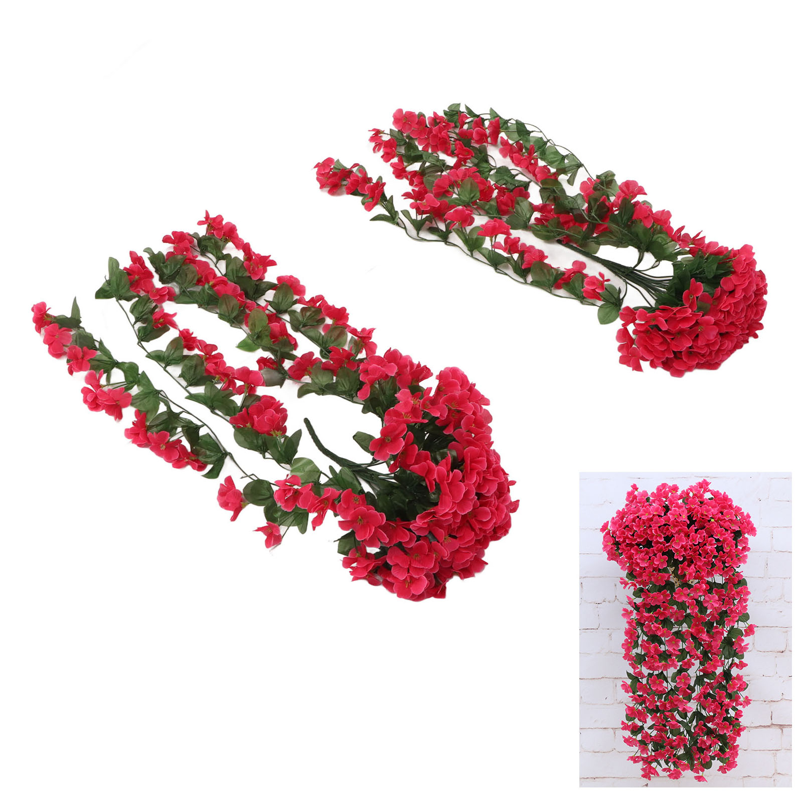 Künstliches Hängeveilchen, Wanddekoration, Hängekorb, Rote Rose
