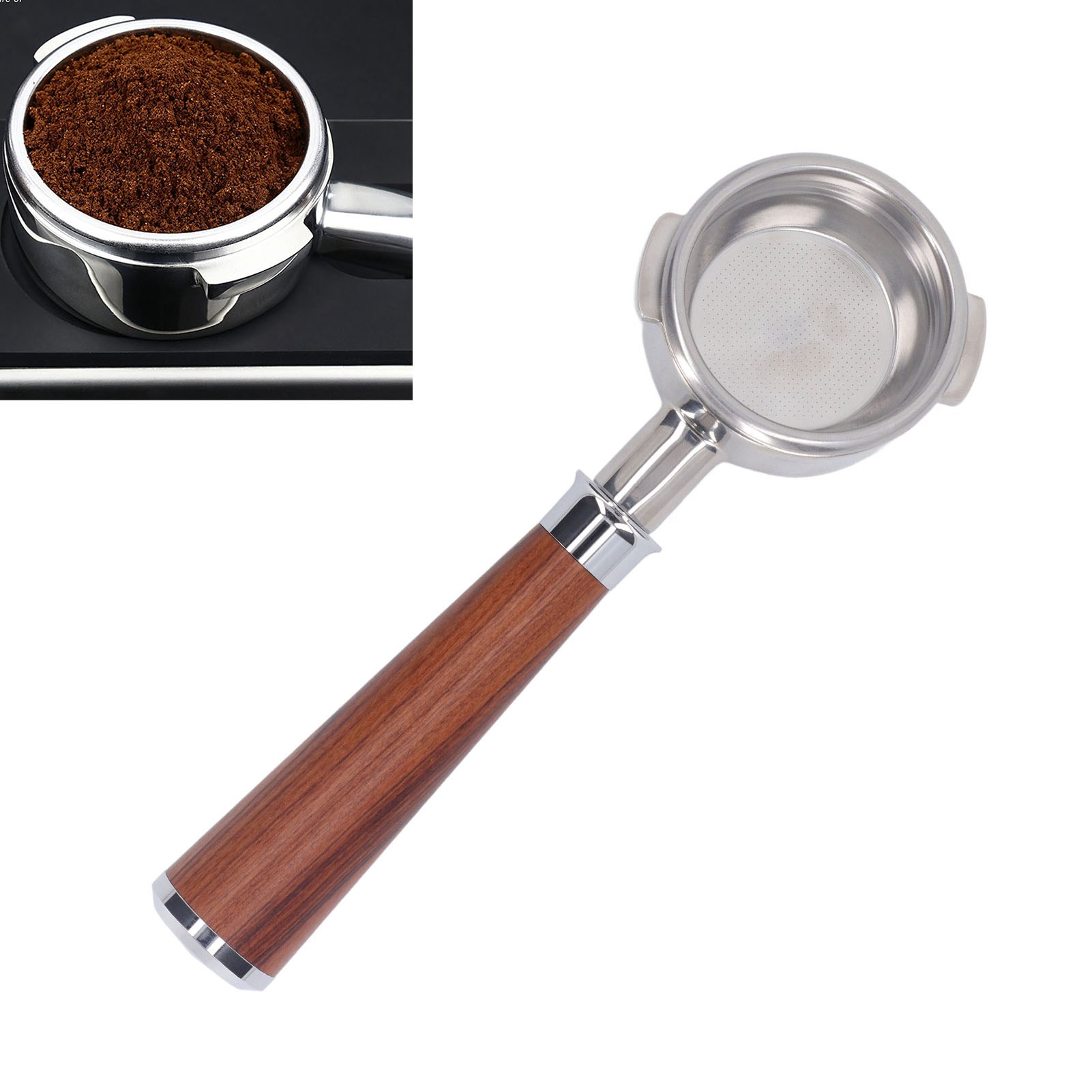 Nowwa 58mm Kaffeemaschine, Abgewinkelter Griff Ohne Sockel, Edelstahlgriff A (rotes Sandelholz)