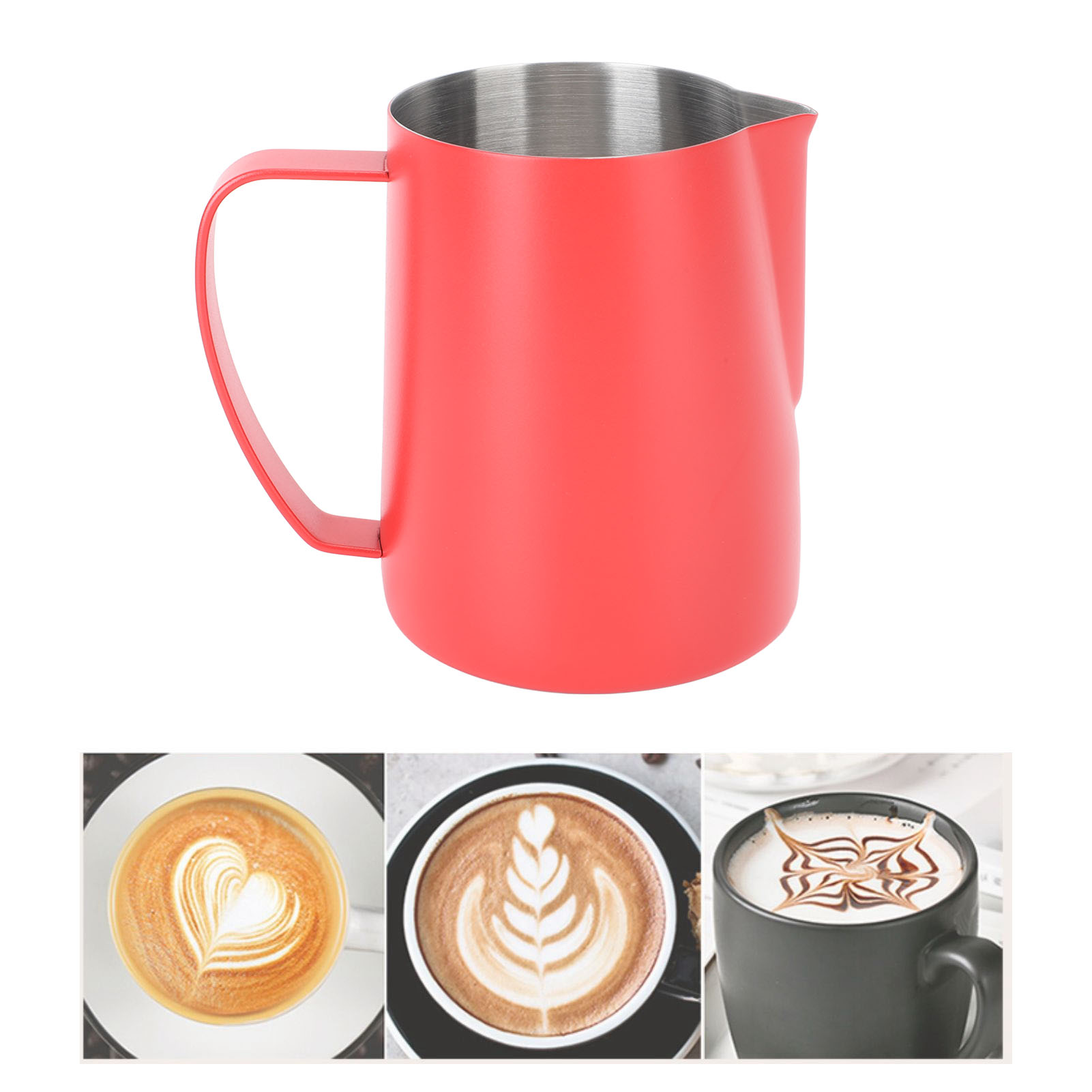 600 Ml Edelstahl-latte-art-becher Mit Innenskala Und Spitzem Ausguss, Rot