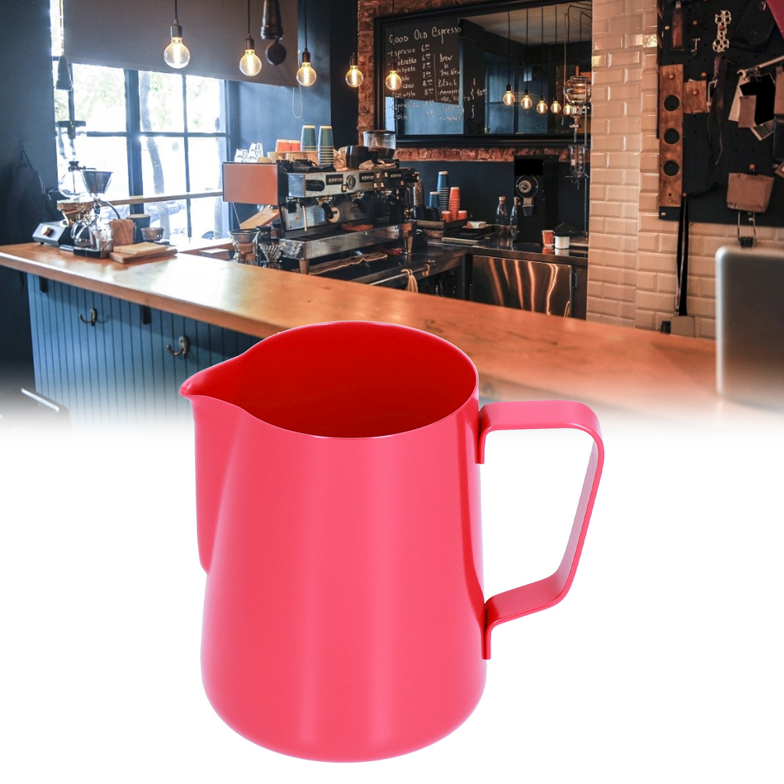 600 Ml Latte-art-becher Aus Teflonbeschichtetem Edelstahl, Latte-art-kanne, Latte-art-kaffeemaschine, Kaffeeutensil, Rot