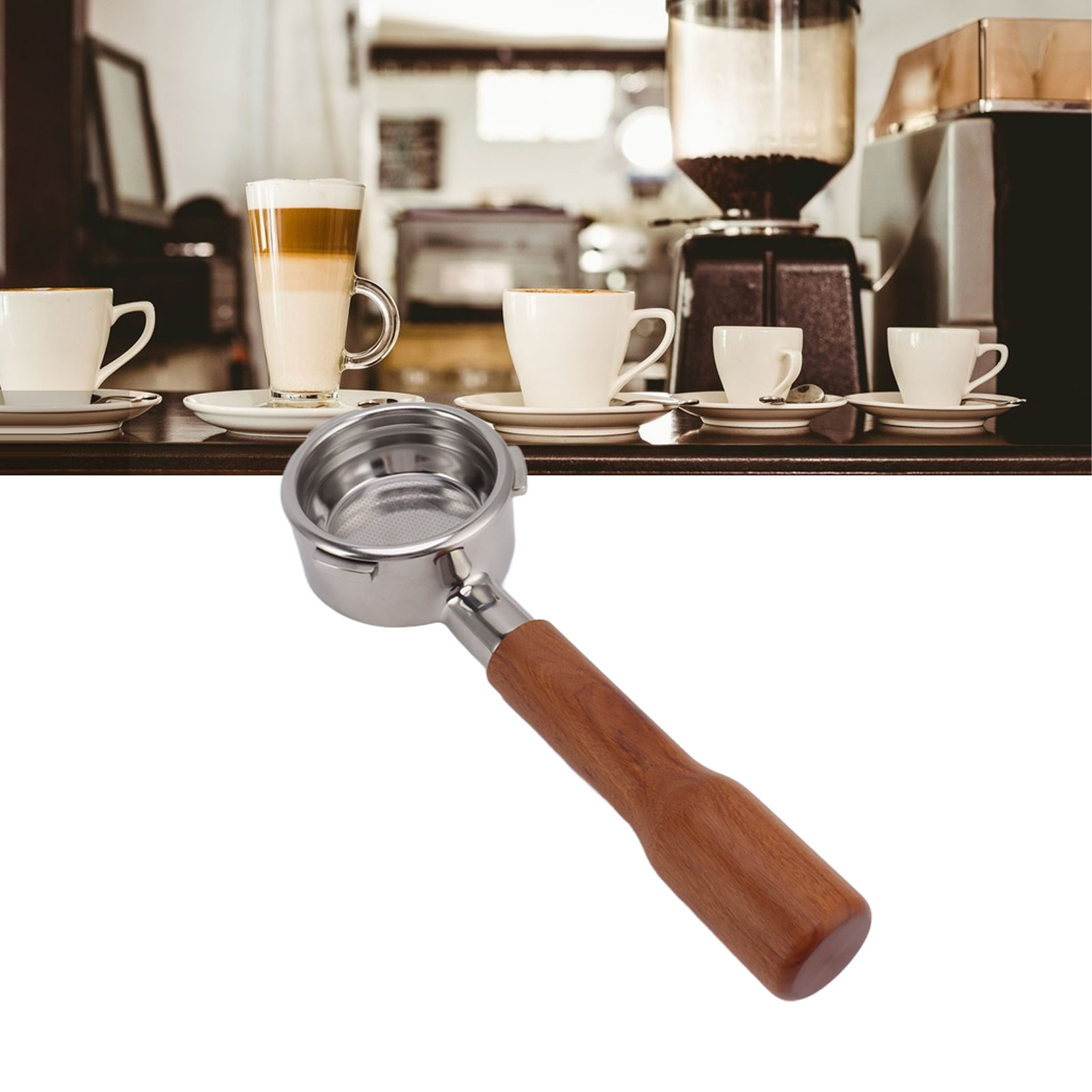 Barsetto 58 Mm Edelstahl-espressokaffemaschine Mit Drei Griffen Und Ohne Boden, Griff C1 (rotes Sandelholz)