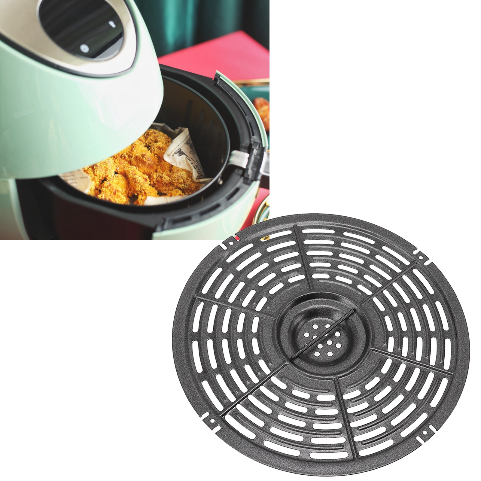 Zubehör Für Heißluftfritteusen: Trennplatte, Kochplatte, Dampfeinsatz, Rost, Kochplatte, Zubehör Mit Silikonhülle Und Silikonpinsel, 22 Cm