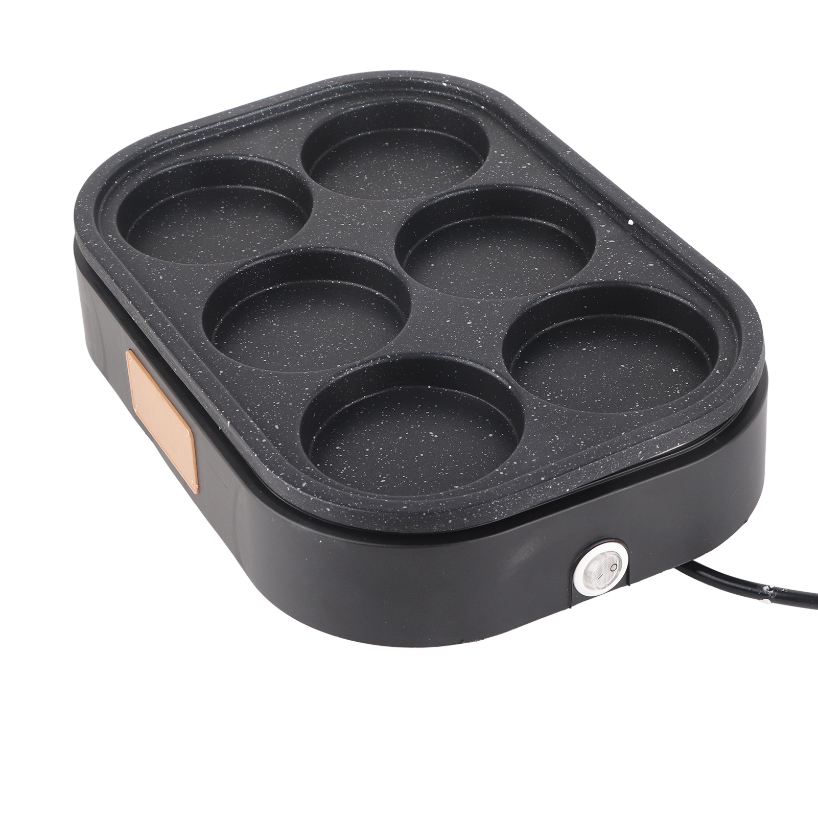 Oran Frühstückspfanne Mit Antihaftbeschichtung Und Sechs Mulden Zum Braten Von Eiern Und Hamburgern, Mit Deckel.