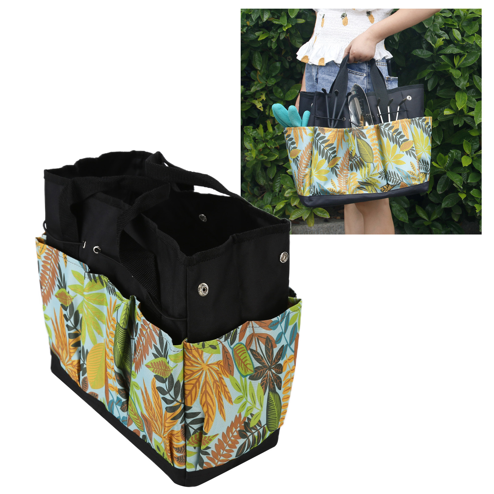 Multifunktionale Aufbewahrungstasche Für Gartengeräte, Blumenmuster, Tragbares Gartengeräte-set, Tragetasche/beutel