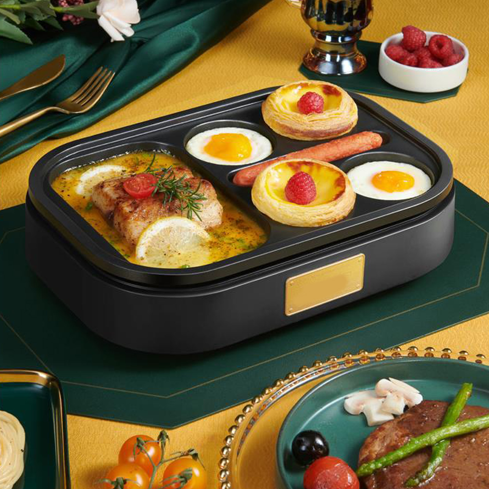 Oran Sechs-loch-frühstückspfanne Mit Antihaftbeschichtung Zum Braten Von Eiern Und Hamburgern, Crêpe-pfanne, Kleine Sechs-loch-eierpfanne, Knight Black