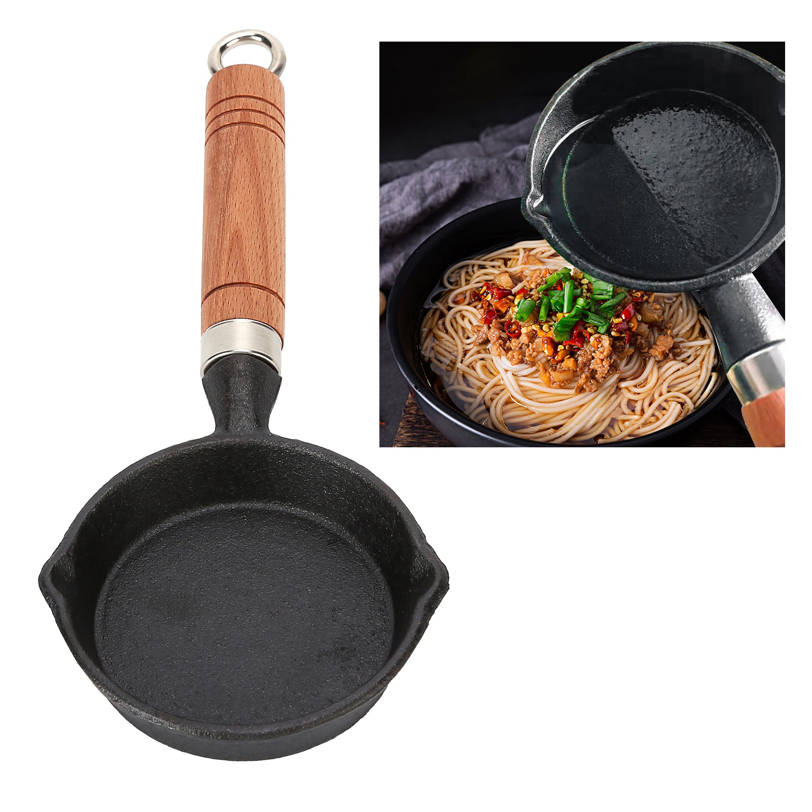 Nudeln In Öl: Das Öl In Einem Kleinen Gusseisernen Topf Erhitzen, Die Zuckersauce Köcheln Lassen Und Die Eier Und Teigtaschen Braten.