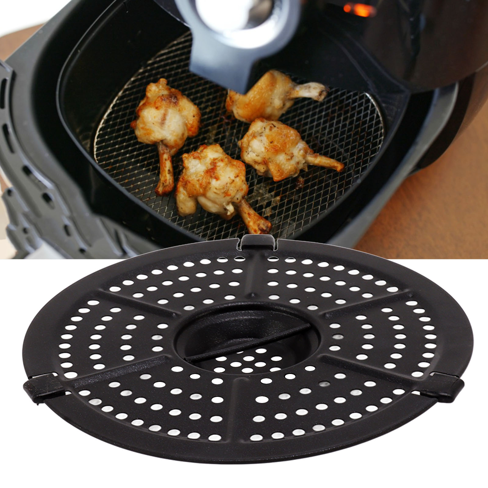 Zubehör Für Heißluftfritteusen, Kochplatte/dampfgarplatte, 15,5 Cm, Mit Gummimanschette, Universelles Zubehör Für Heißluftfritteusen.
