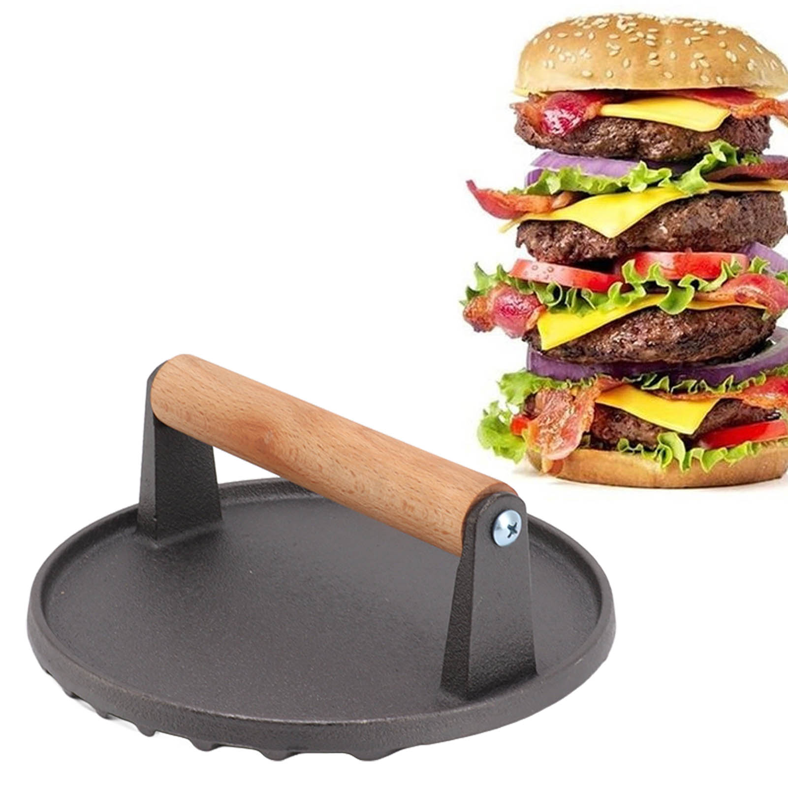 Fleischpresse Aus Gusseisen Zum Grillen Von Steaks, Runde Fleischpresse Für Steaks