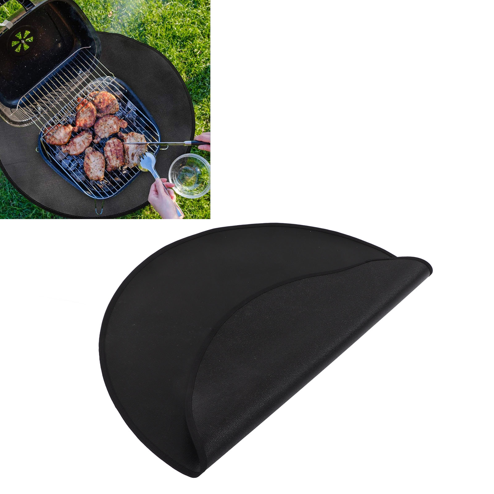 Runde, Schwarze, Feuerfeste Fußmatte Aus Kohlefaser Für Den Haushalt, Ideal Für Kamin, Feuerschale, Löschdecke, Wärmedämmung, Flammhemmend, Hochtemperaturbeständig, 82 Cm (32 Zoll) Durchmesser.