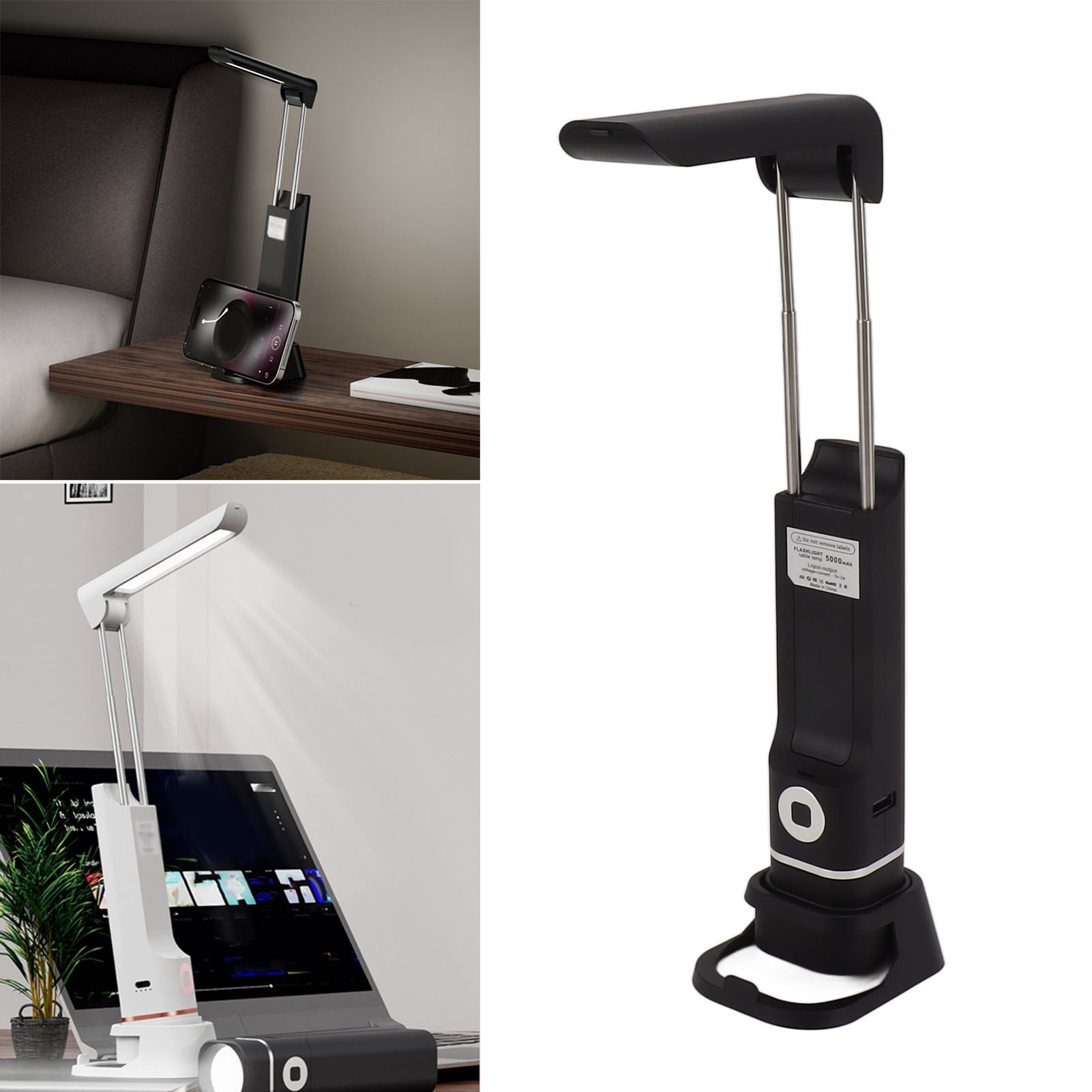 Multifunktionale, Augenschonende Schreibtischlampe, Nachtlicht Zum Lernen Und Lesen, Nachttischlampe, Wiederaufladbare Schreibtischlampe, Tragbare Mini-powerbank, Schwarz.