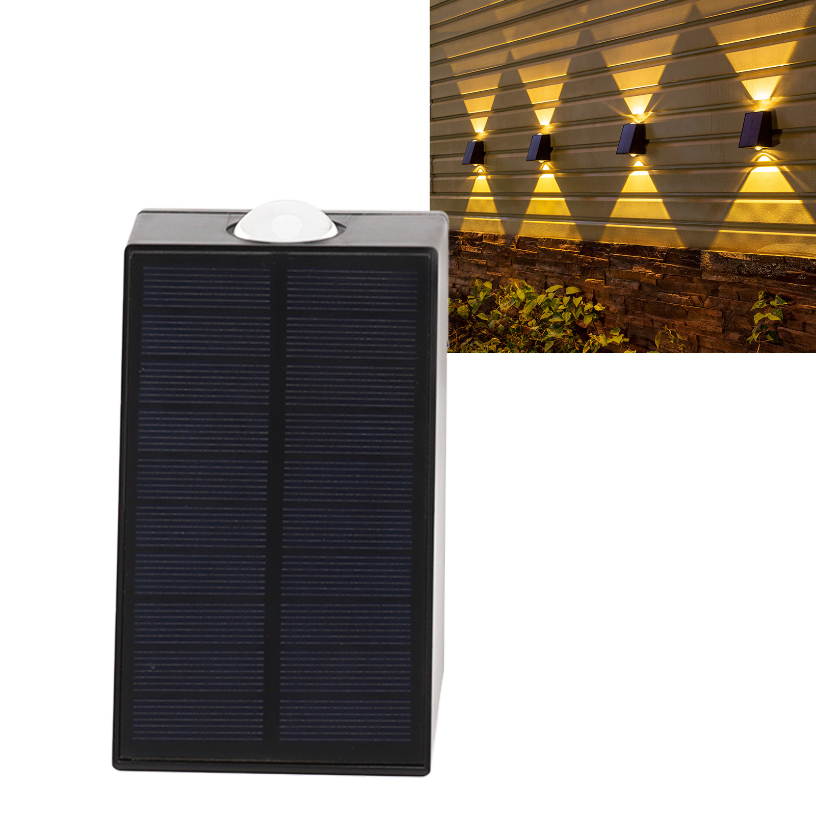 Solar-wandleuchte, Led-wanddekoration Für Den Außenbereich Für Garten, Villa Oder Hof, Auf- Und Abwärtslicht-spot, Wandbeleuchtung, Warmes Auf- Und Abwärtslicht, Monokristallines Silizium-solarpanel.