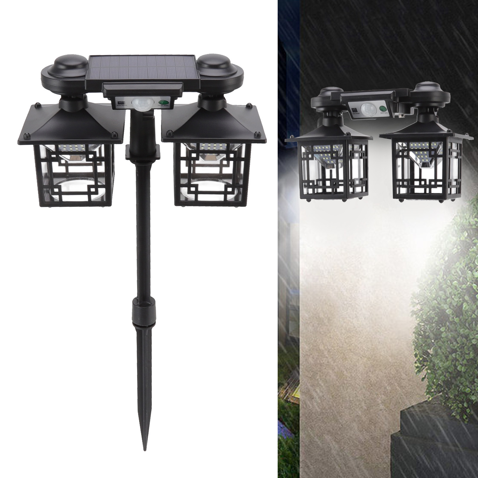 192 Led Solar-wandleuchte, Gartenleuchte Mit Fernbedienung Und Bewegungsmelder, Wasserdichte Bodenleuchte, Retro-led-wandleuchte