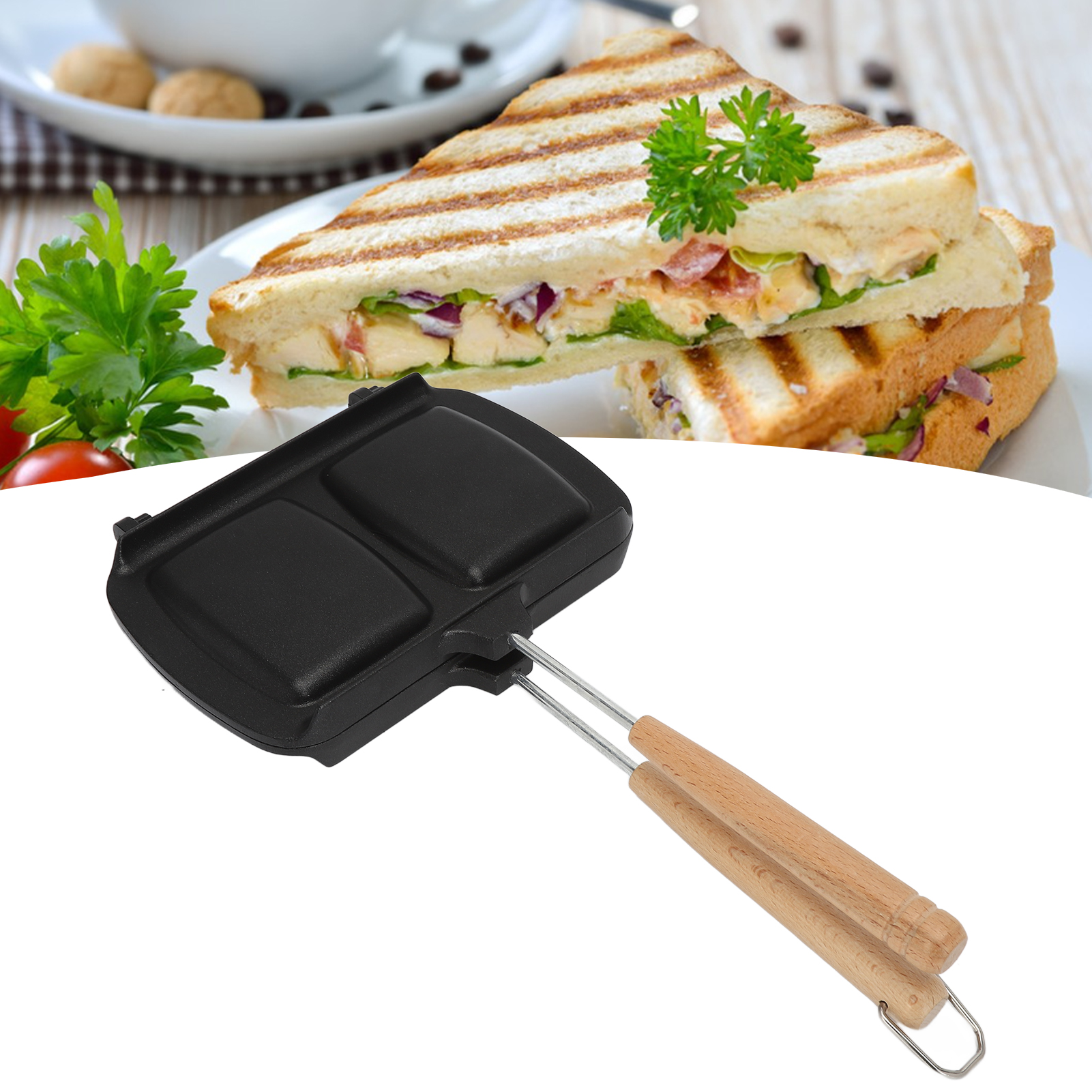 Doppelseitige Gaspfanne, Sandwichform, Toastplatte, Antihaftbeschichtung, Herausnehmbare Pfanne/kochplatte