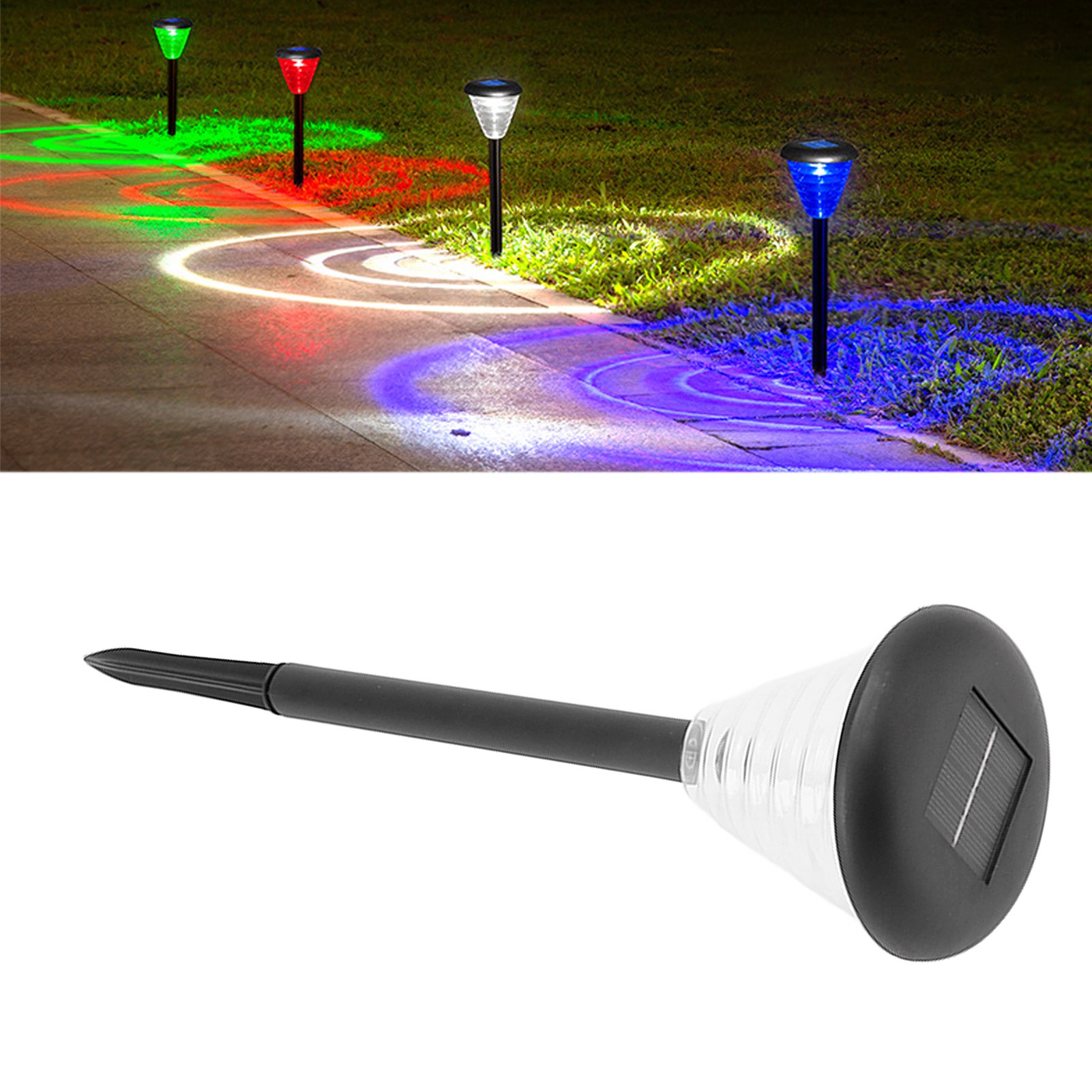 Solar-gartenleuchte, Bodenmontierte Gartenleuchte Für Den Außenbereich, Warmes Licht + Rgb, Dekorative Beleuchtung Für Villengärten, Led-hofbeleuchtung.