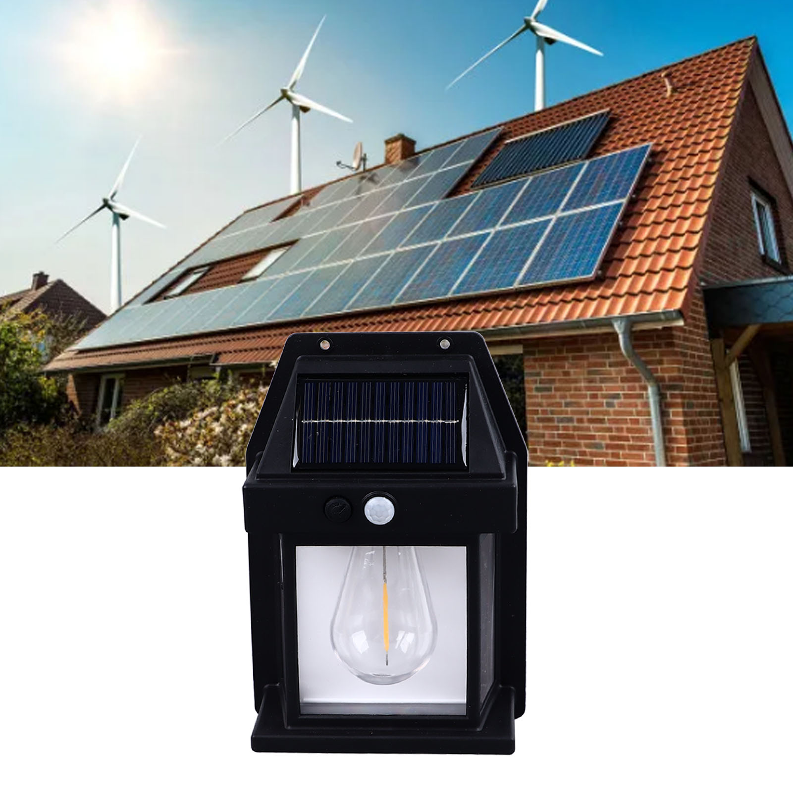 Bk-888 Solar-außenleuchte Mit Sensor, Wolframfaden, Warmweißes Licht (schwarz)