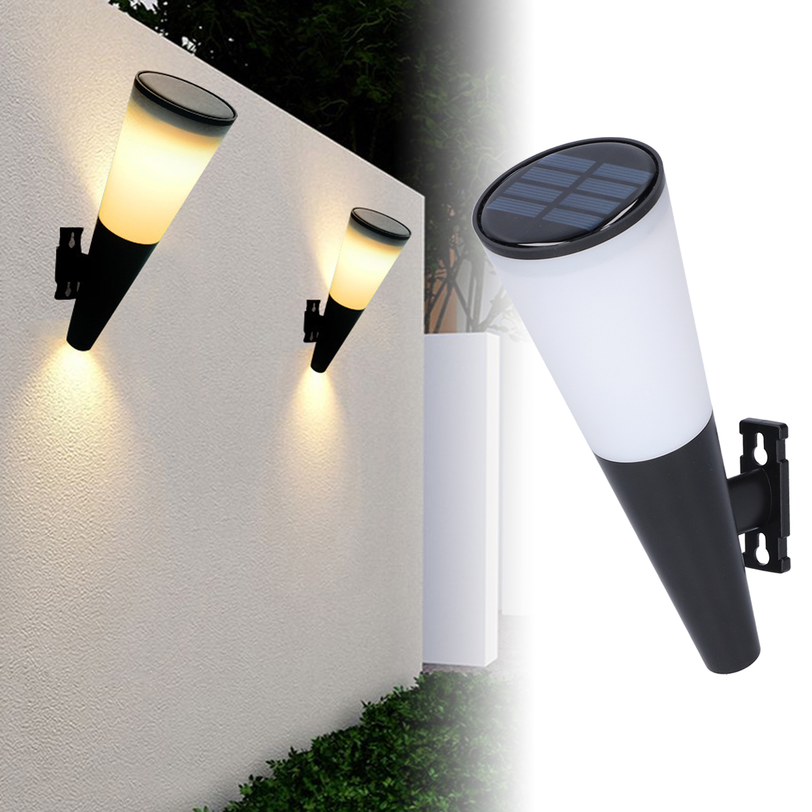 Solar-zaunleuchte, Solar-wandleuchte, Solar-gartennachtlicht, Warmweißes Licht