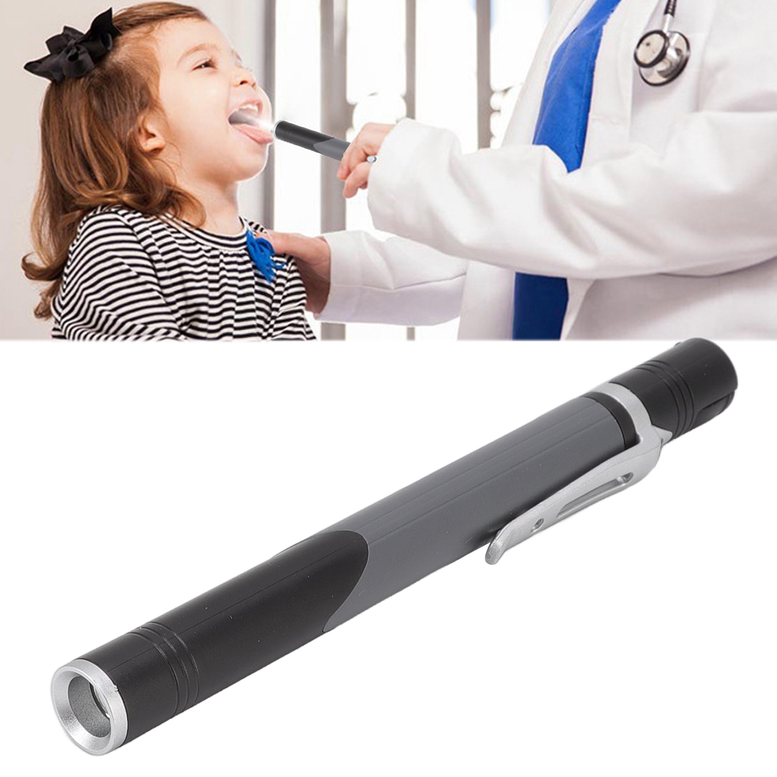 Mini-clip-on-taschenlampe Mit Drei Lichtquellen, Usb-aufladbar, Schwarz