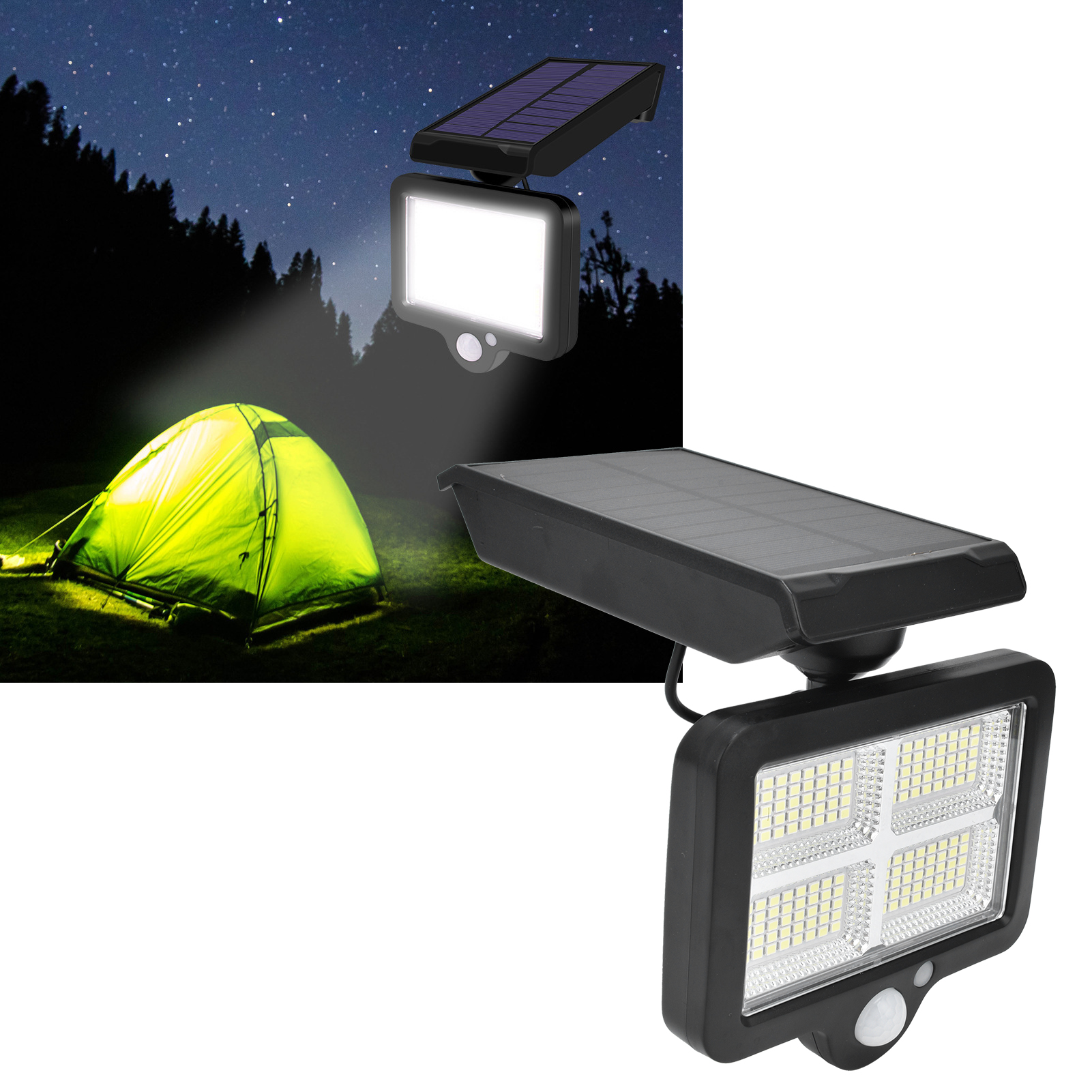 Solar-wandleuchte Mit 160 Leds, Anwesenheitserkennung, Fernbedienung, Schutzart Ip65 (wasserdicht) Für Den Außenbereich, Ideal Für Höfe, Einfahrten, Gärten Und Öffentliche Beleuchtung.