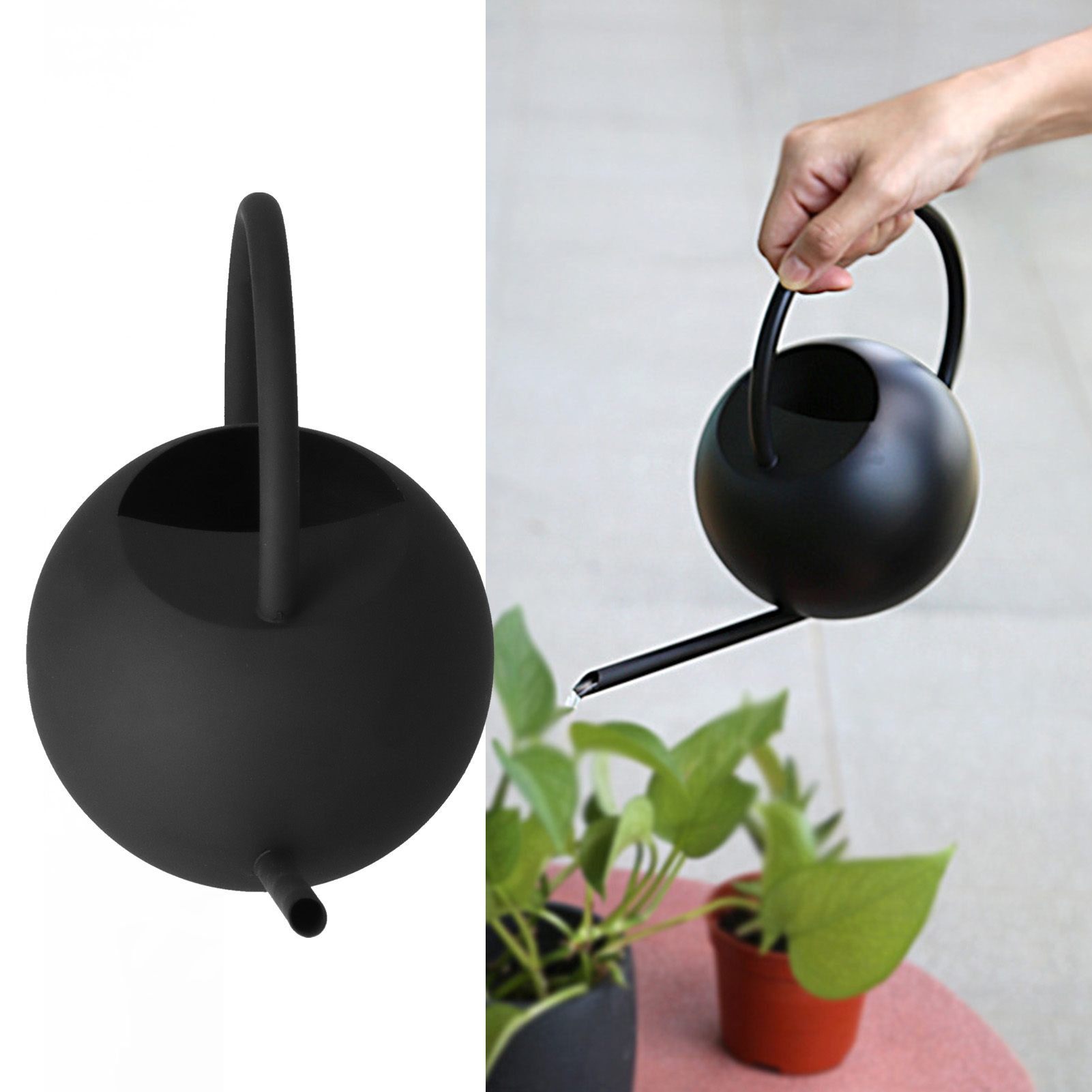 Schwarze Edelstahl-gießkanne, 400 Ml, Kleine Größe, Mit Langem Metallausguss.