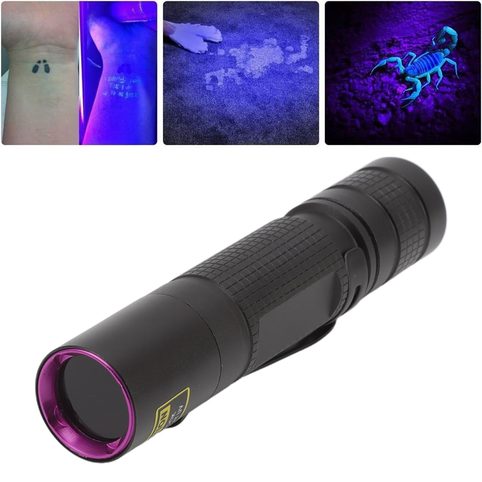 Tragbare 365-nm-uv-stiftlampe Mit Clip, Kleiner Taschenlampe, Schwarzem Spiegel, Zur Erkennung Von Haustierurinflecken Und Fluoreszierenden Substanzen