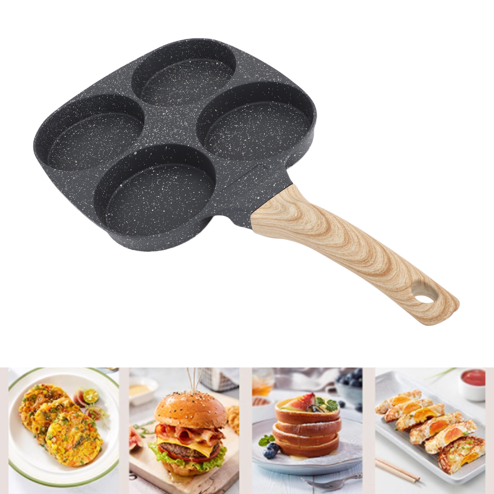 Eierpfanne Mit Vier Mulden, Eierburgerpfanne, Antihaftpfanne, Crêpepfanne, Standardmodell