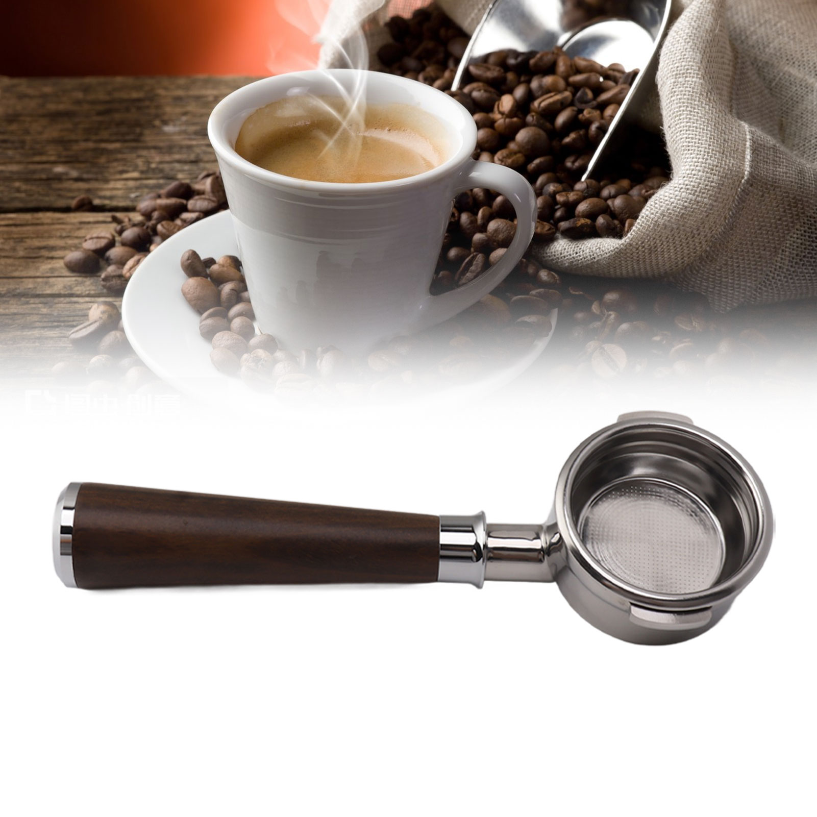 Universalgriff Für Breville Series 9 Kaffeemaschinen, 58 Mm, Mit Zwei Griffen, Bodenloser Edelstahlgriff, Typ A, Schwarzes Rosenholz
