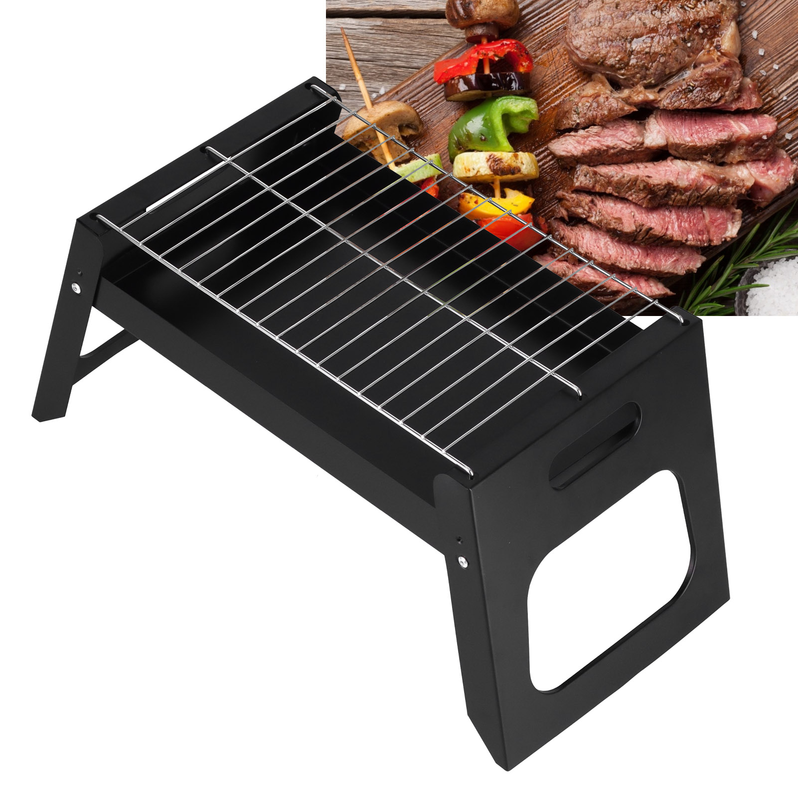 Tragbarer, Faltbarer Campinggrill Mit Grillnetz, Holzkohleofen Für Den Außenbereich, Grill Für Offene Flamme, Grill Für 4 Bis 6 Personen.