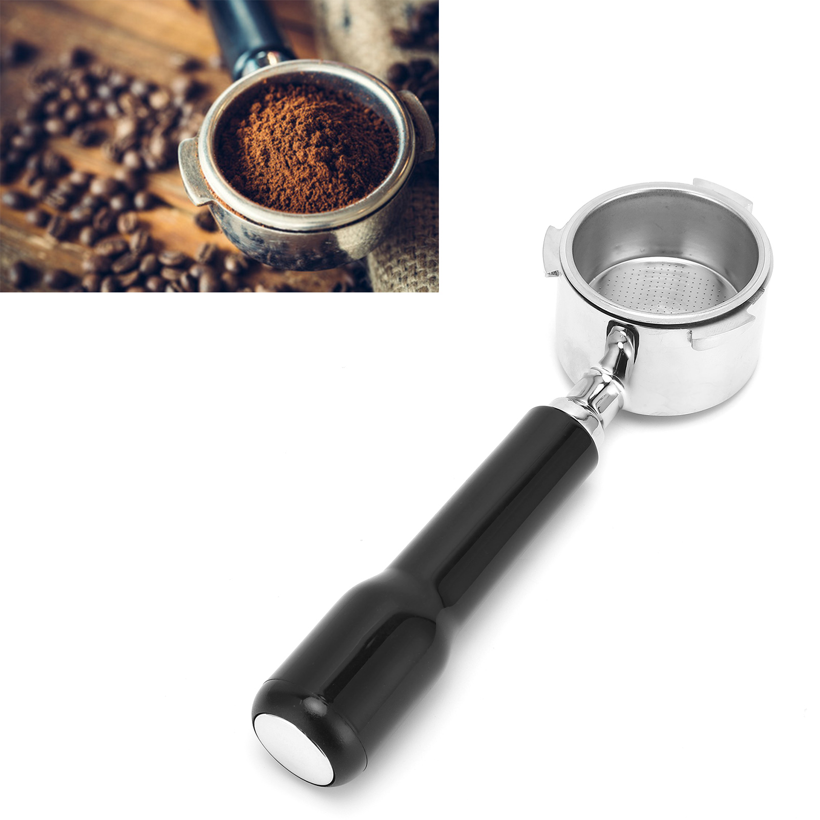 Tragbarer Edelstahl-kaffeefilter 51 Mm/54 Mm Für Bodenlose Tragbare Kaffeemaschinen, Schwarz, 51 Mm
