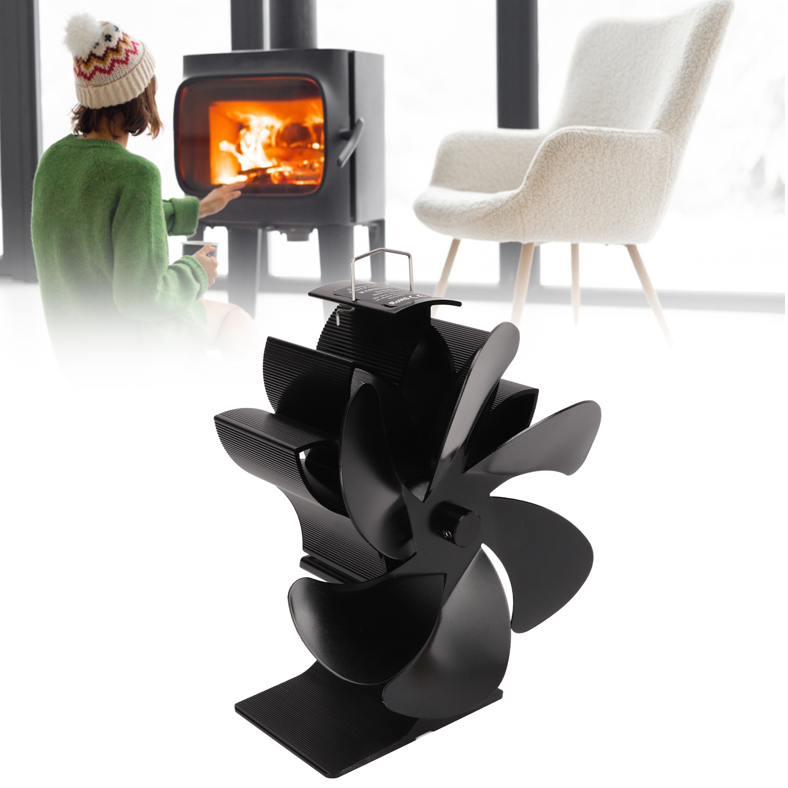 Ofenventilator Im Lotus-stil: Selbststartend, Hochtemperaturbeständig, 6 Flügel, Umweltfreundlich Und Energiesparend.