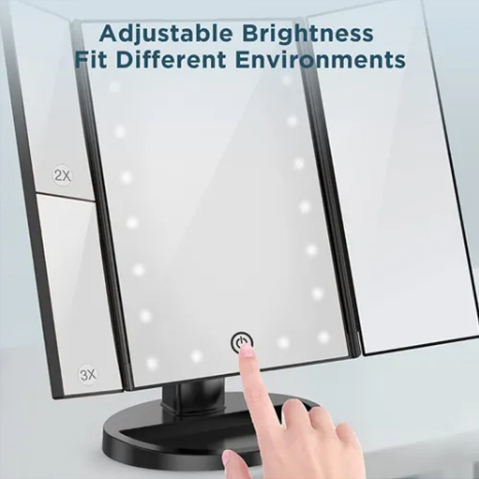 Intelligenter Led-schminkspiegel Im Hollywood-stil, Multifunktional, Usb- Und Batteriebetrieben, Mit 22 Schwarzen Leds Und Einem Kleinen Runden Spiegel (10 Stück). Tischspiegel Und Dreiteiliger, Faltb