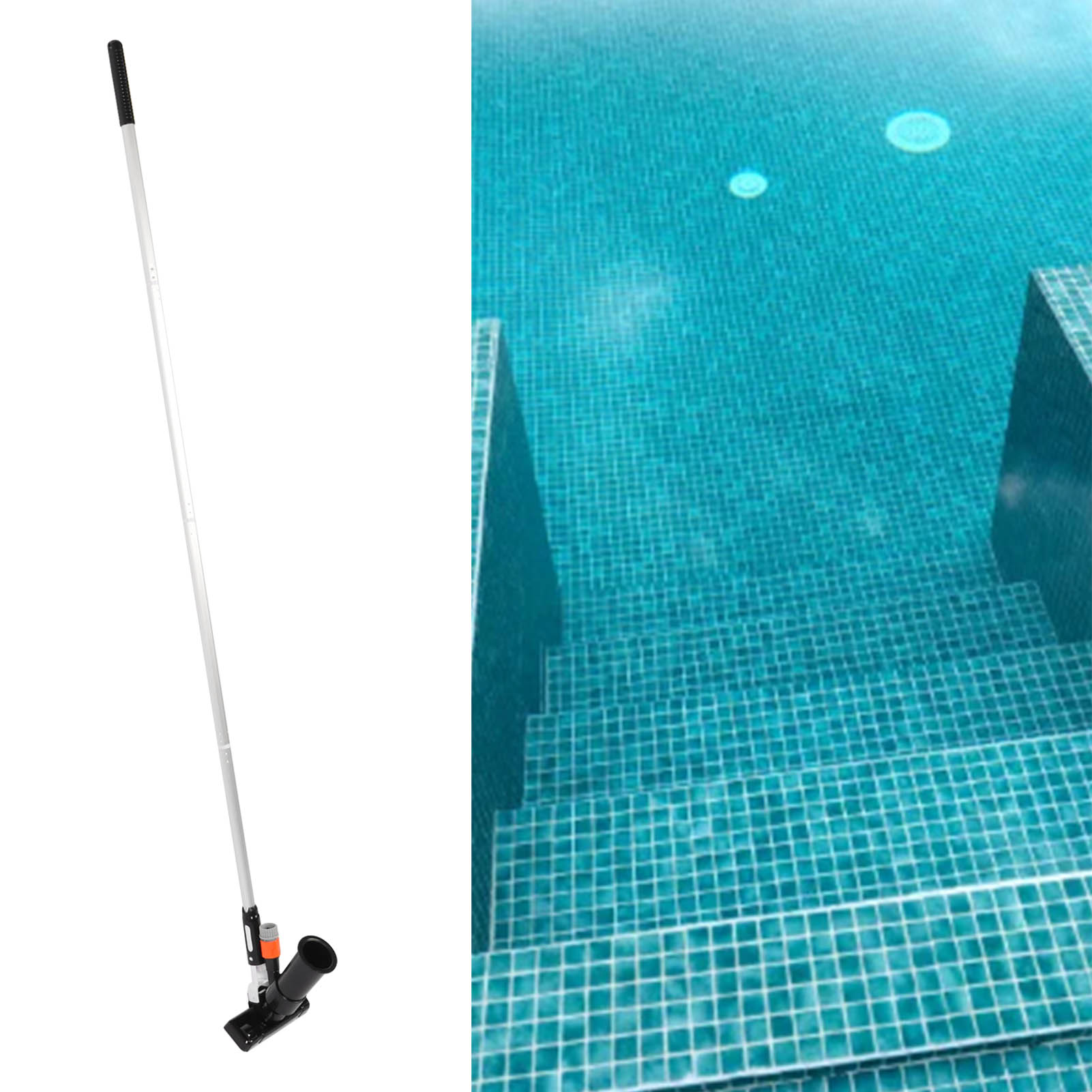 Tragbares Luftstrahl-poolreinigungsset Mit 4-teiligem Steckstangen-set, Saugkopf, Reinigungswerkzeugen, Saugdüsenbürste, Vierkant-steckstangen-set, Schwarz, Europäischer Standard.
