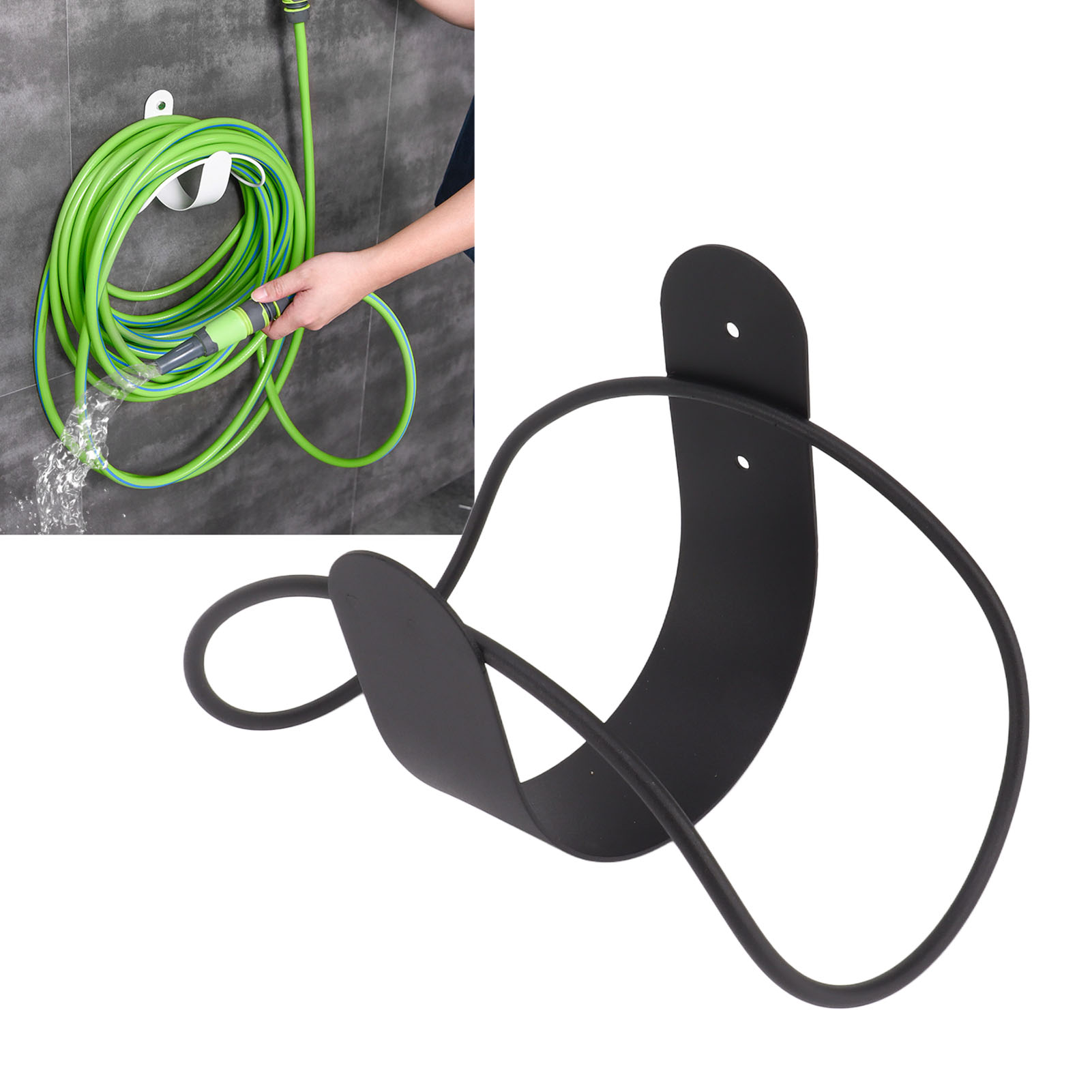 Flexibler Gartenschlauchhalter Aus Edelstahl, Schlauchhaken Mit Spirale, Aufbewahrungsgestell Für Garten- Und Autoschläuche, Schwarz