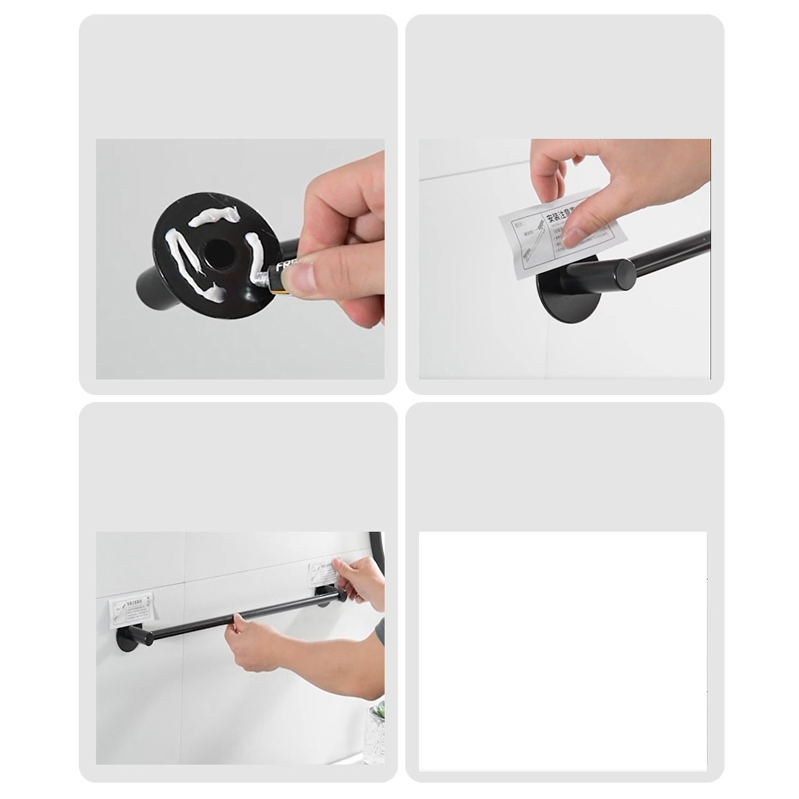 Wandmontierter Handtuchhalter Aus Grauem Aluminium, Kein Bohren Erforderlich, Für Badezimmer Oder Wc, Schwarz.